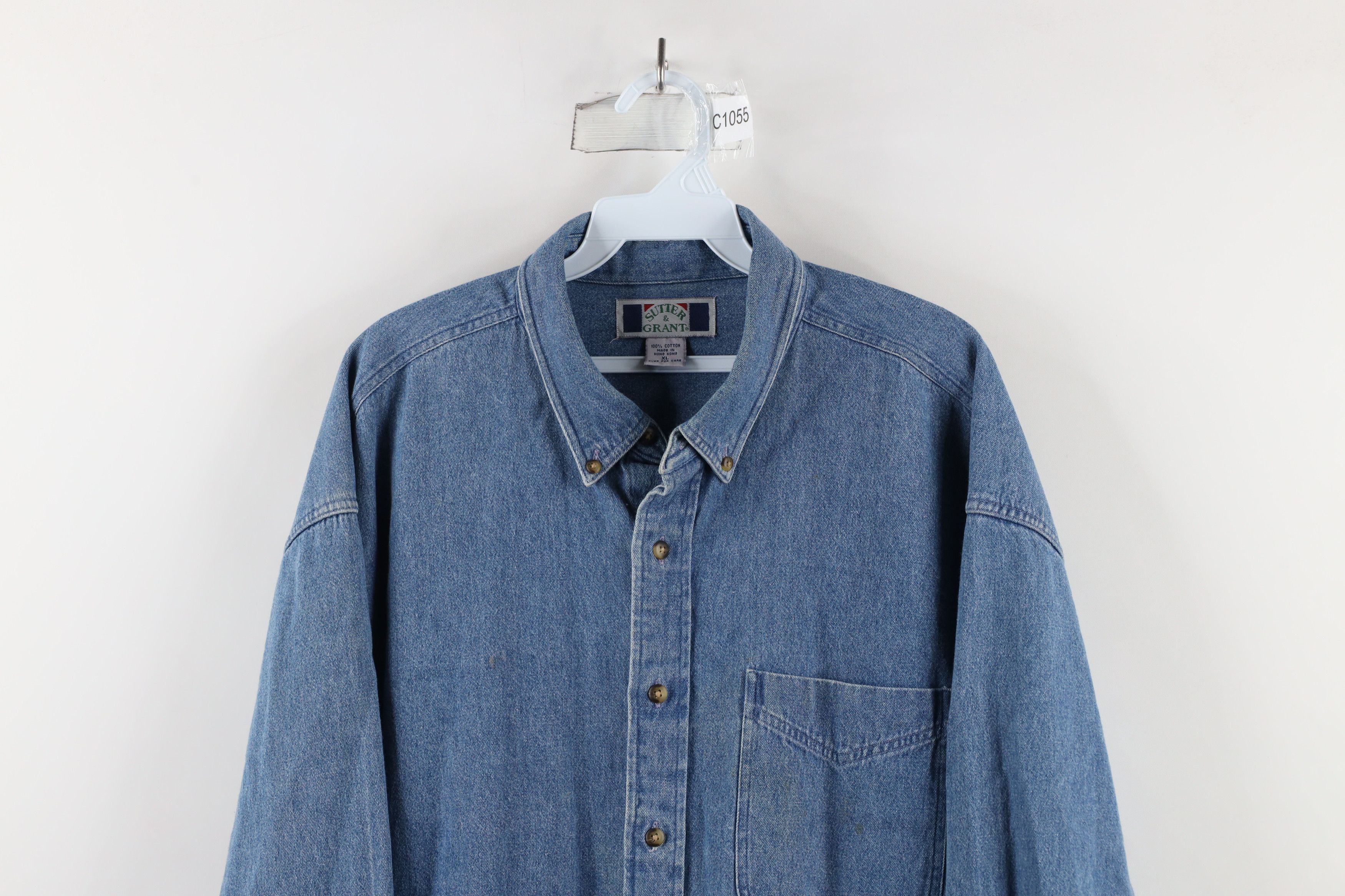 Vintage Vintage 90s Streetwear Denim Jean Button Down Shirt Blue Size US XL / EU 56 / 4 - 2 Thumbnail