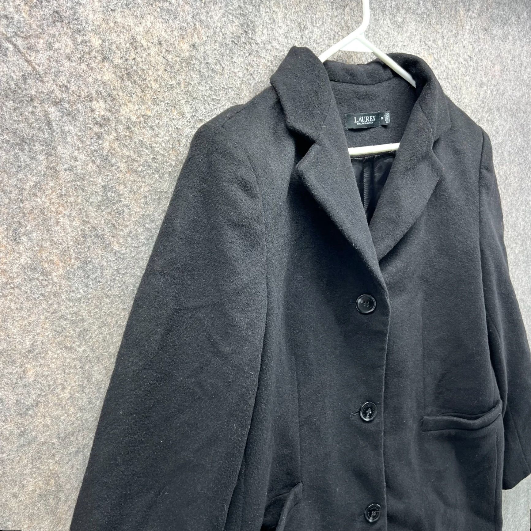 Ralph Lauren VINTAGE Lauren Ralph Lauren Trench Coat Jacket Womens 14 Black Label Wool Long Sleeve Button Logo All Seasons Fall Winter Spring，以 Size XL / US 12-14 / IT 48-50 - 7 Thumbnail
