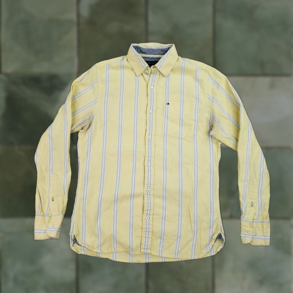 Tommy Hilfiger Tommy Hilfiger Button Down Long Sleeve Shirt Mens XS Yellow Blue Striped Cotton Casual Size US XS / EU 42 / 0 - 1 Thumbnail
