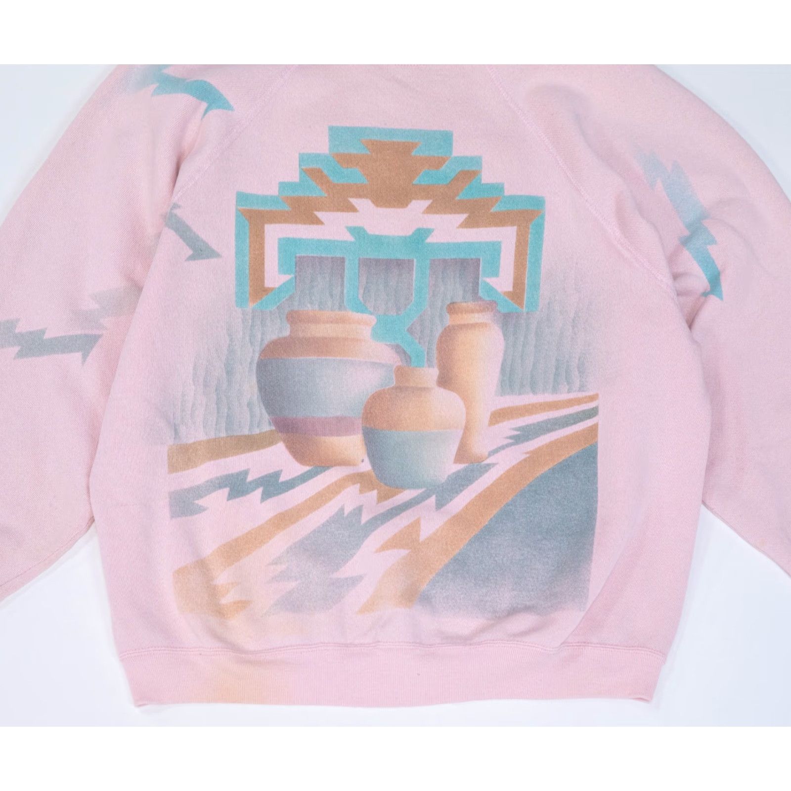 Pinko VINTAGE Sweats Appeal Sweatshirt Women Boxy Geometric Aztec Long Sleeve Purple Green 80s 90s USA USA Womens Ladies Size L Runtime: 1 Size L / US 10 / IT 46 - 3 Thumbnail