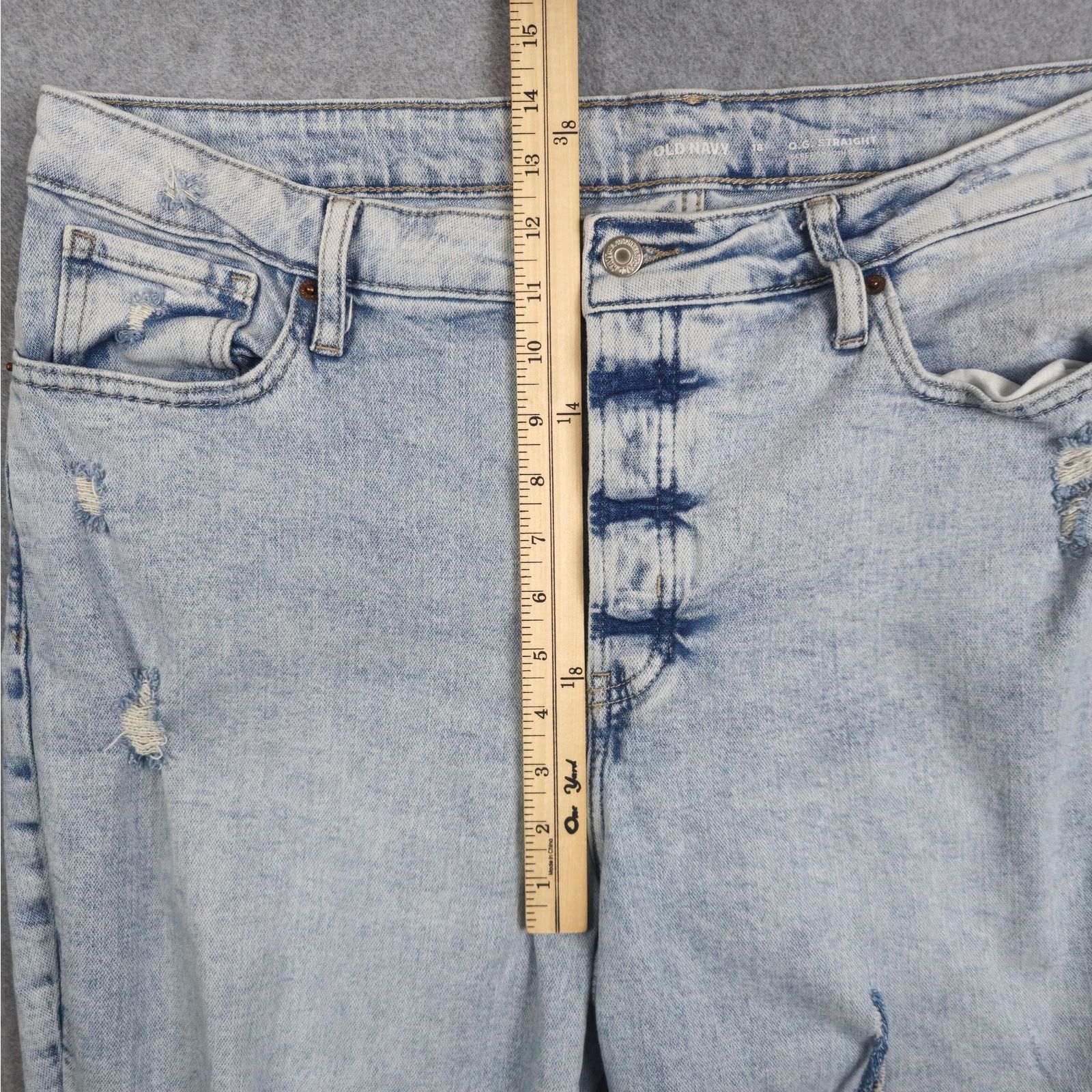 Old Navy Old Navy 18 OG Straight Button Fly Distressed Jeans Raw Hem Size 40" / US 18 - 14 Thumbnail