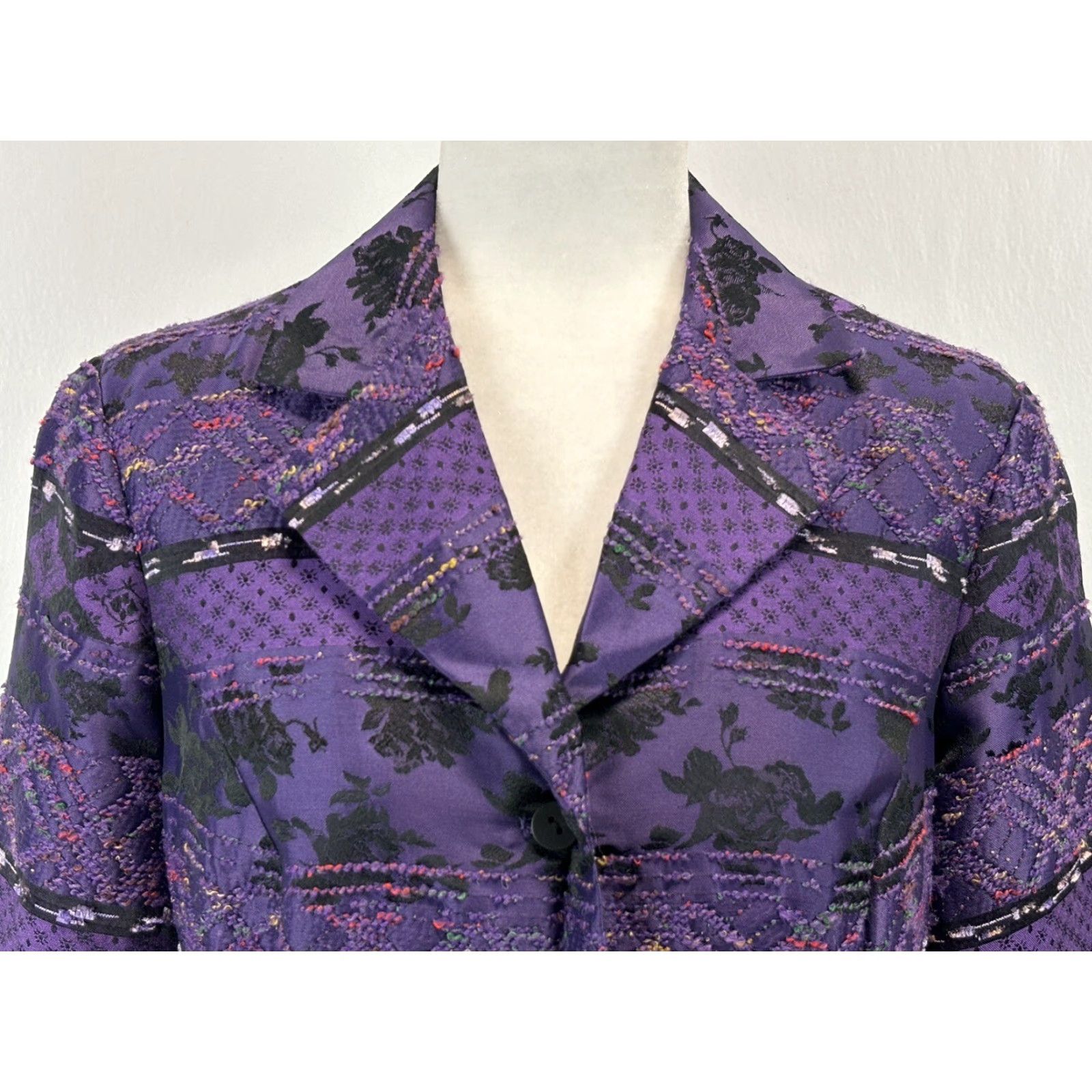 Coldwater Creek Coldwater Creek Embroidered Blazer Jacket M Purple Black Textured Western Vibes Size M / US 6-8 / IT 42-44 - 5 Thumbnail