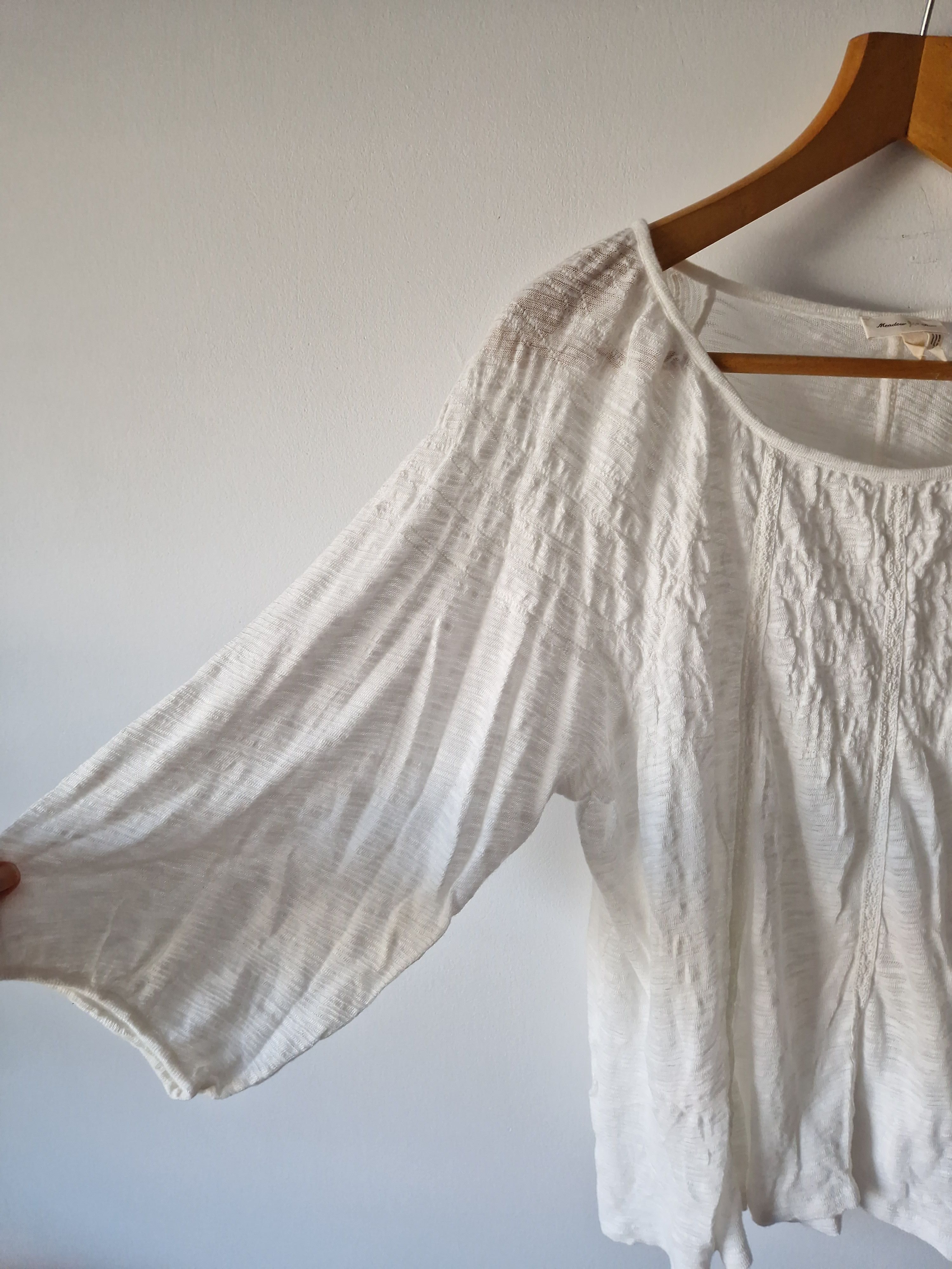 Vintage Meadow Rue Womens S Small Blouse Top Embroidered White Size L / US 10 / IT 46 - 3 Thumbnail