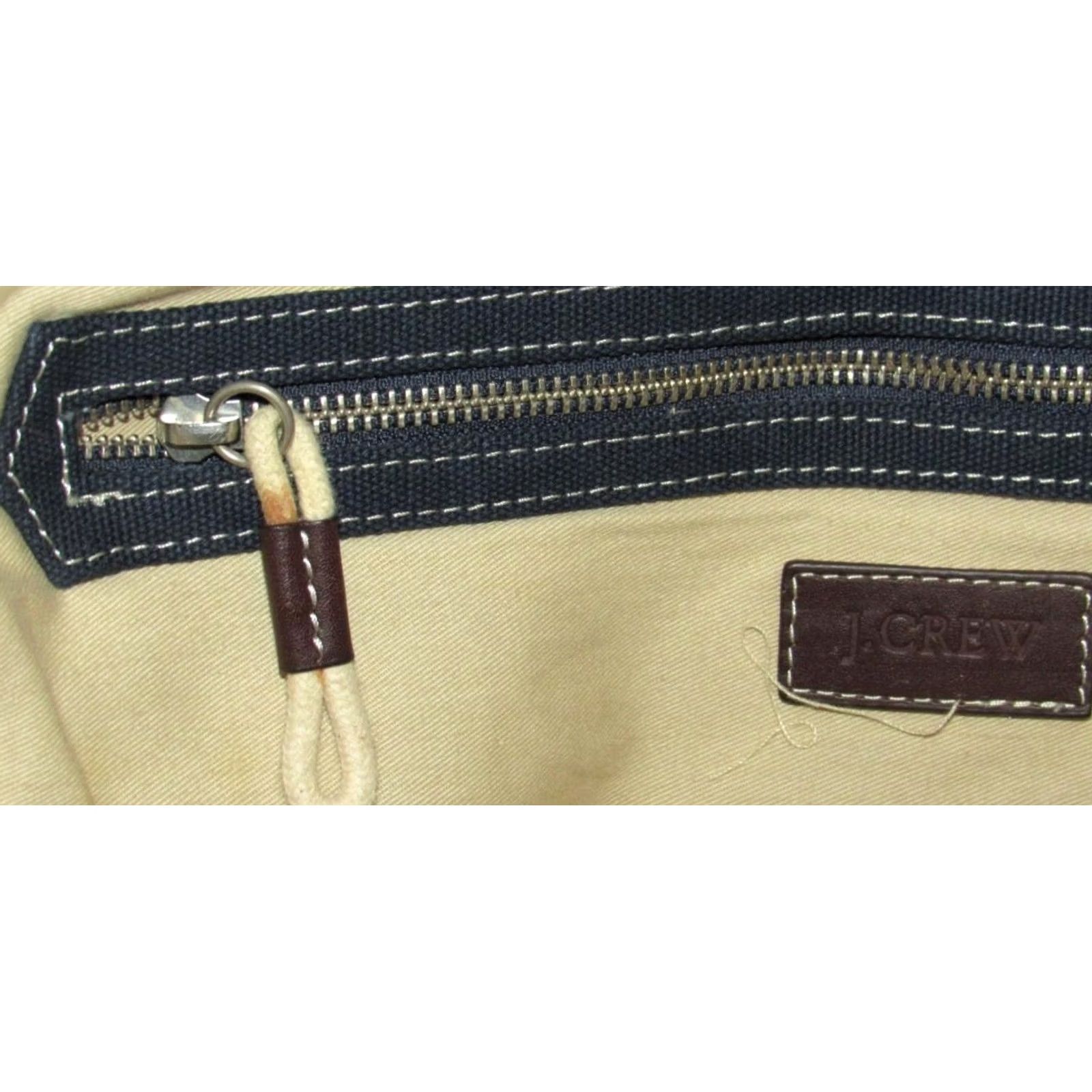Vintage Vtg J CREW Canvas Leather Trim Tropical Beach Tote Bag Women Blue Cotton Tote Size ONE SIZE - 6 Thumbnail