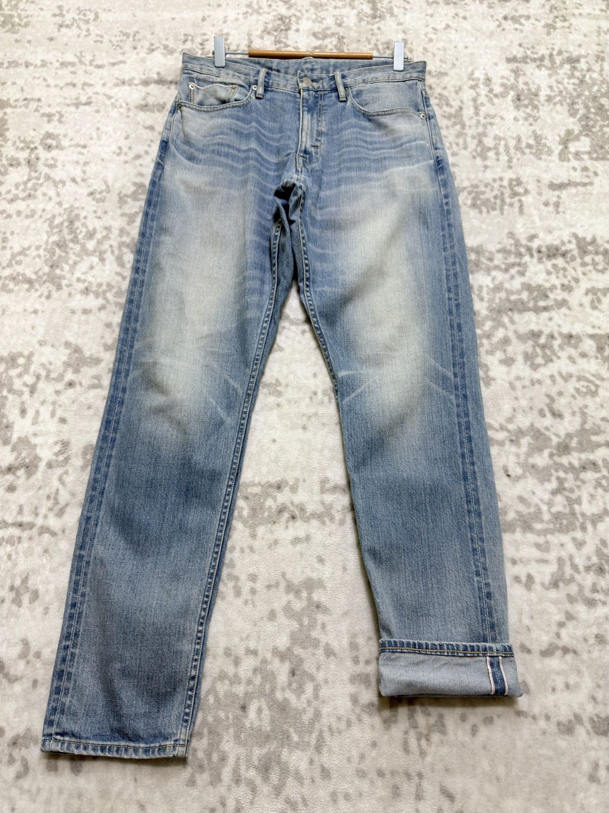 Japanese Brand Vintage Ships Selvedge Denim Light Wash Skinny Fit Size US 31 - 1 Thumbnail