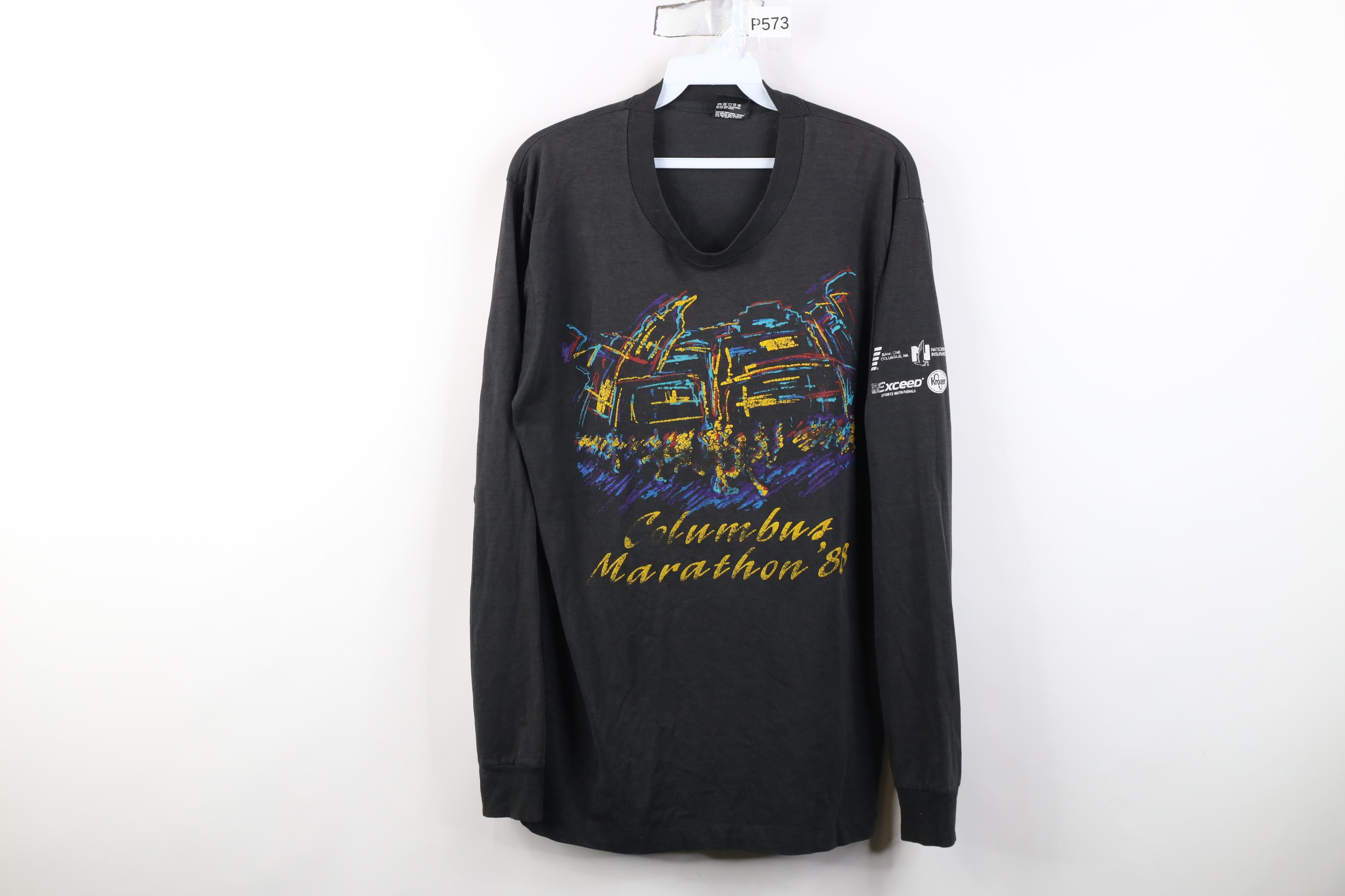 Vintage Vintage 80s 1988 Columbus Marathon Long Sleeve T-Shirt Size US L / EU 52-54 / 3 - 1 Thumbnail