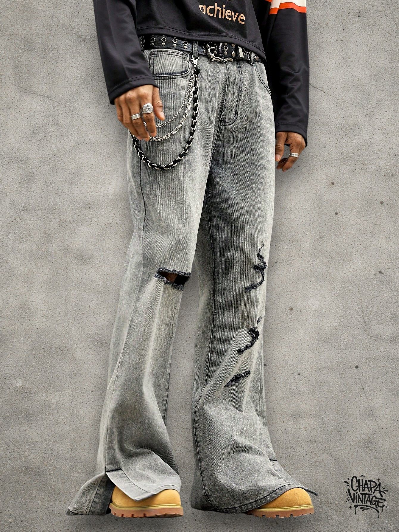 Vintage Wide leg light gray jeans Size US 32 / EU 48 - 2 Thumbnail