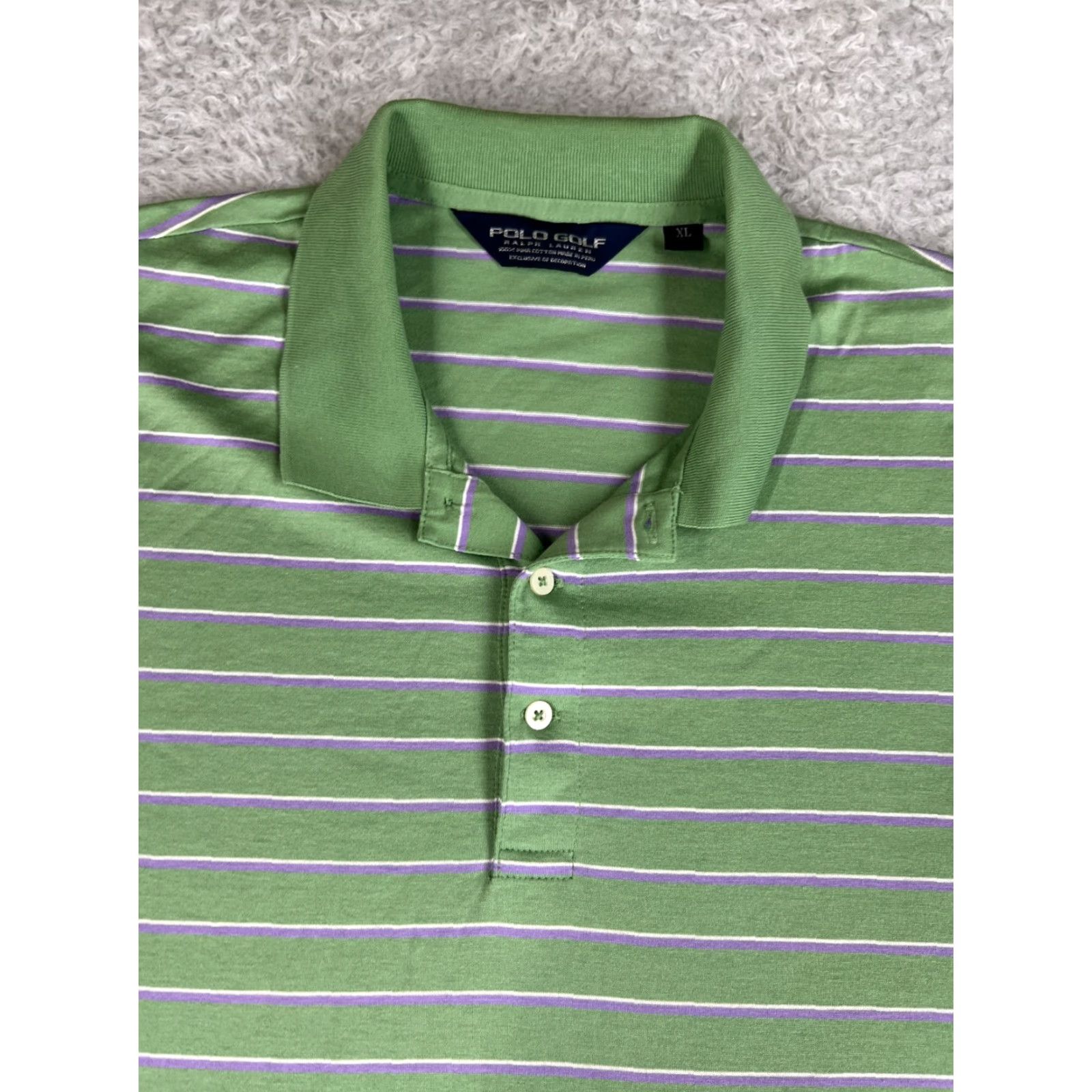 Polo Ralph Lauren Polo Ralph Lauren Shirt Mens XL Green Purple Stripe 100% Cotton Polo Golf Shirt Size US XL / EU 56 / 4 - 6 Thumbnail