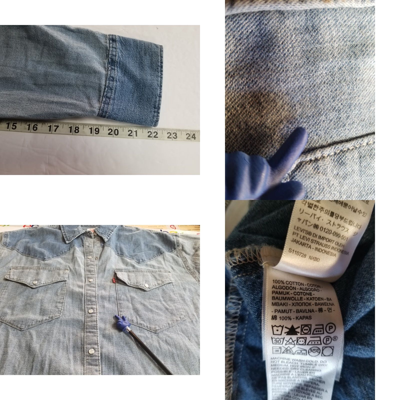 Levi's Levi's Western Pearl Snap Shirt Top Womens Plus Size 1X Light Blue Denim Stretch Shirt Women Cowboy Western Mens? Size XL / US 12-14 / IT 48-50 - 8 Thumbnail