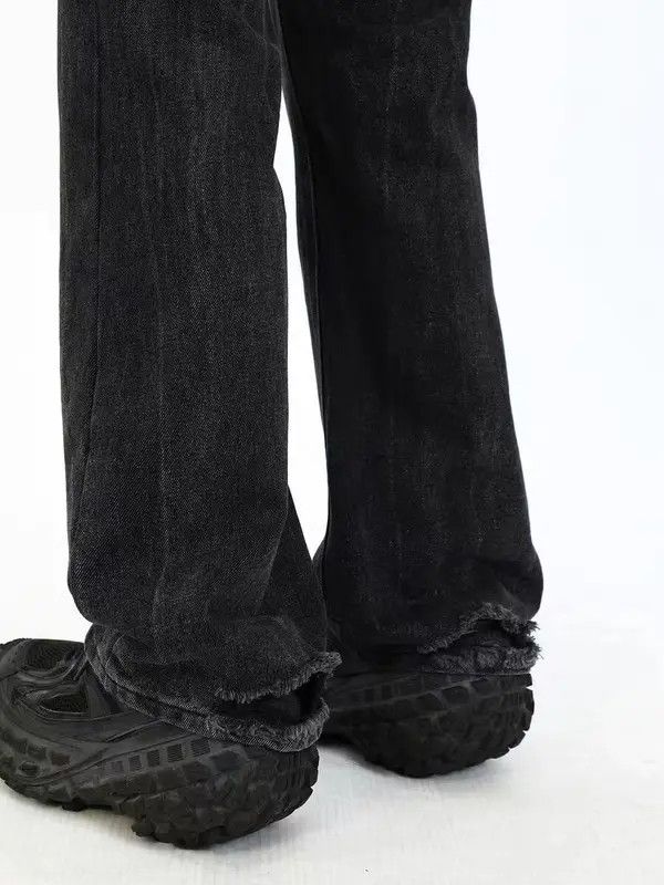 Japanese Brand × Jean Vintage washed and worn black ripped micro flare jeans Size US 32 / EU 48 - 4 Thumbnail
