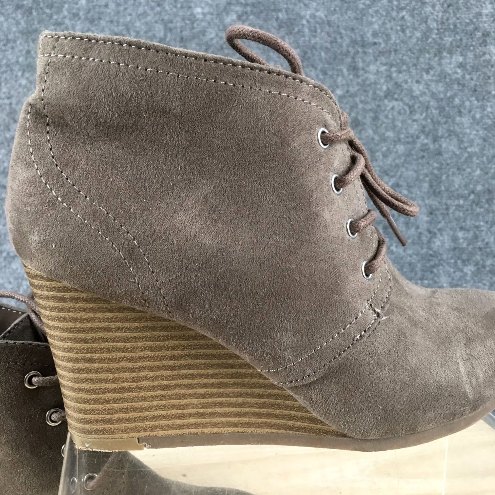 Vintage Arizona Boots Womens 6.5 M Larence Chukka Brown Faux Suede Wedge Lace Up Shoes Size US 7 / IT 37 - 5 Thumbnail