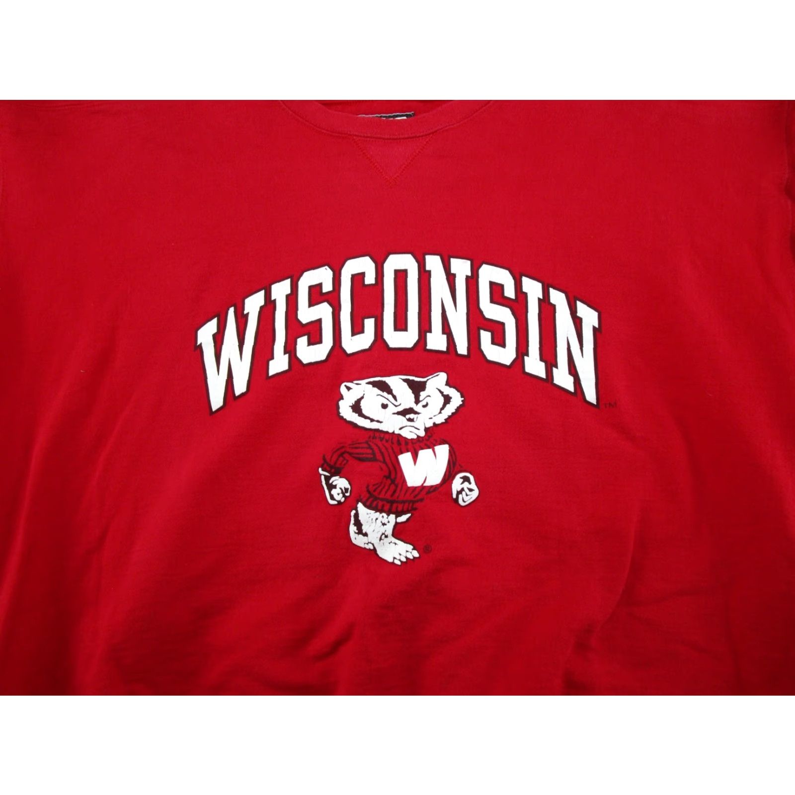 Spell VINTAGE BIKE Wisconsin Badgers Sweatshirt Mens XL Red 90s Sports Pullover Crew Neck Long Sleeve All Seasons Size US XL / EU 56 / 4 - 2 Thumbnail