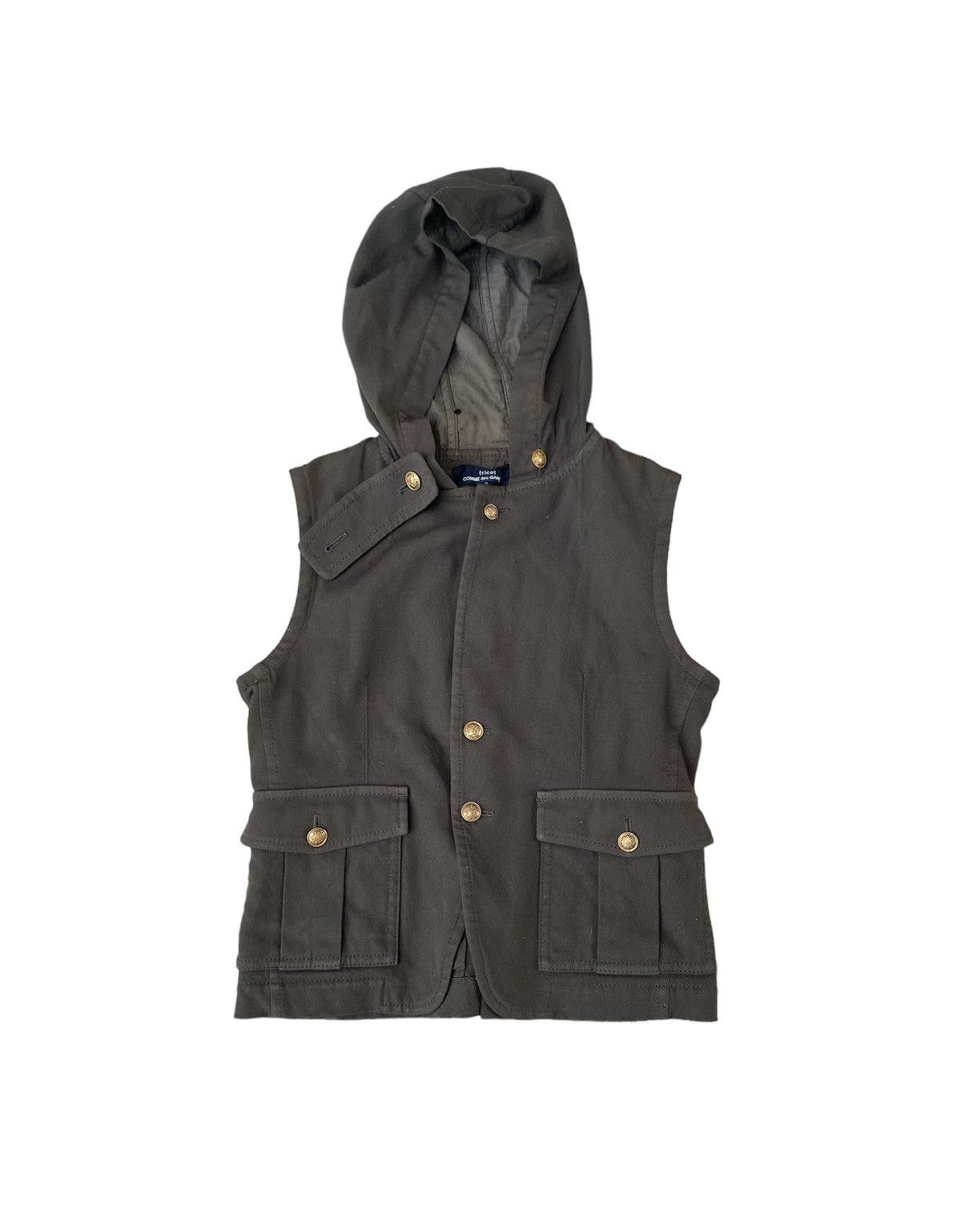 image of Tricot Comme Des Garcons Vest Hoodie Green Army Japan Parka in Army Green, Men's (Size Small)