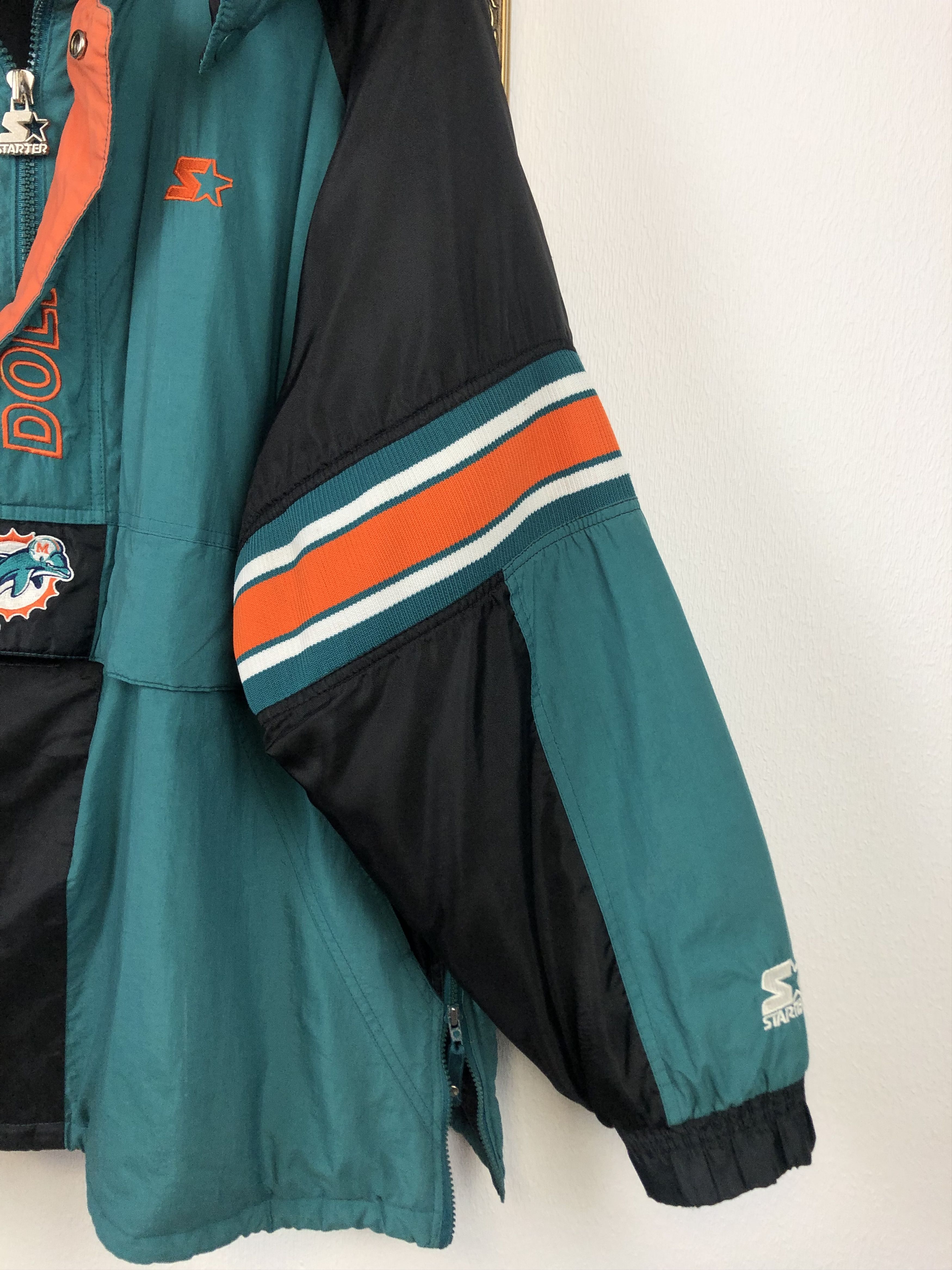 Starter × Vintage Vintage 90s Starter Miami Dolphins Hooded Jacket Bomber Rare Size US XXL / EU 58 / 5 - 16 Thumbnail