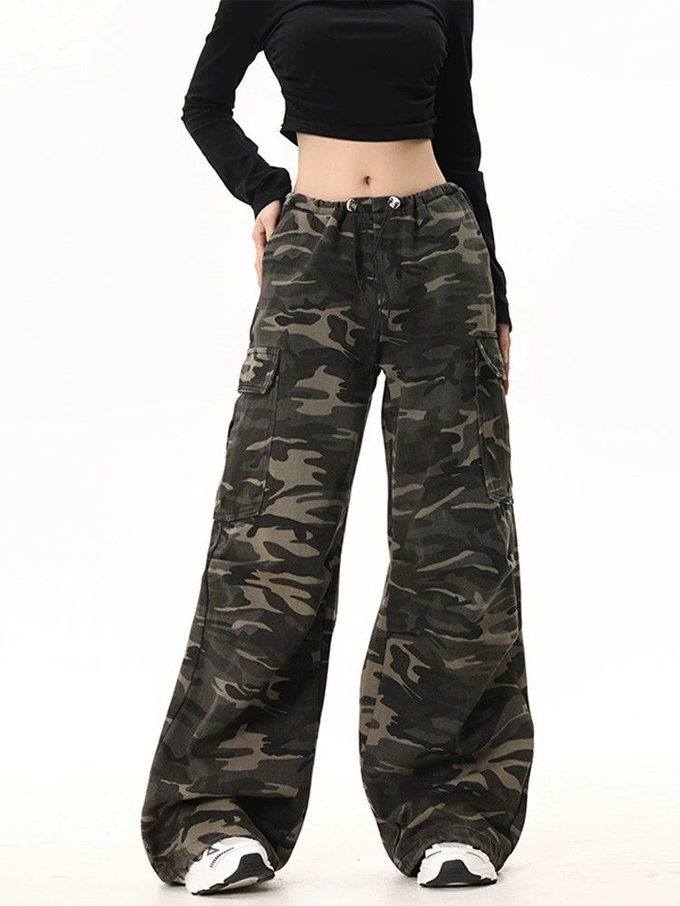 Jean Camouflage street loose straight cargo drawstring trousers Size US 32 / EU 48 - 3 Thumbnail