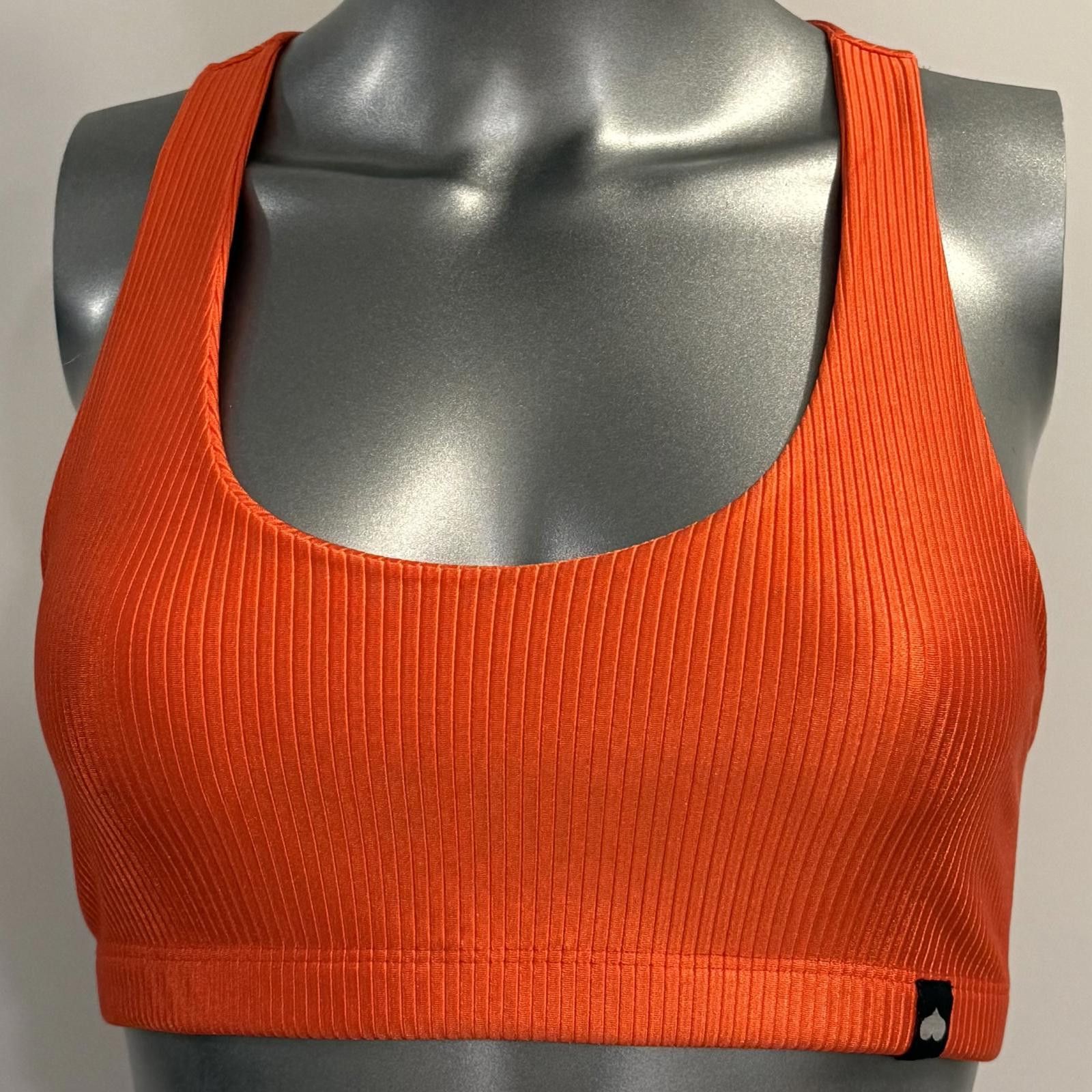 Other Booty By Brabants One Size Orange Ribbed Crop Top Sports Bra Size ONE SIZE - 1 Thumbnail