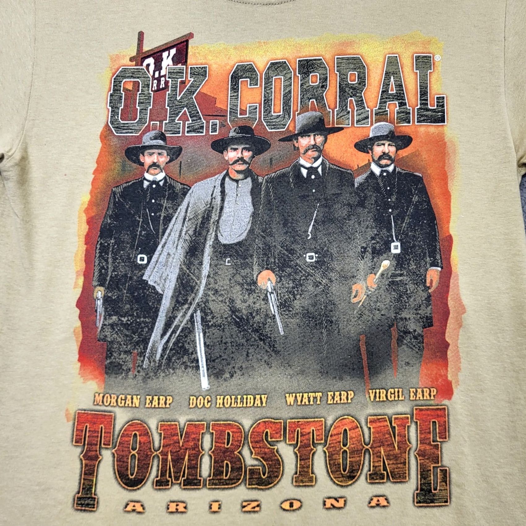 Gildan VINTAGE Gildan Tombstone Tshirt Mens Size Small Tan Movie Poster Cowboy Legend Shirt Size US S / EU 44-46 / 1 - 7 Thumbnail