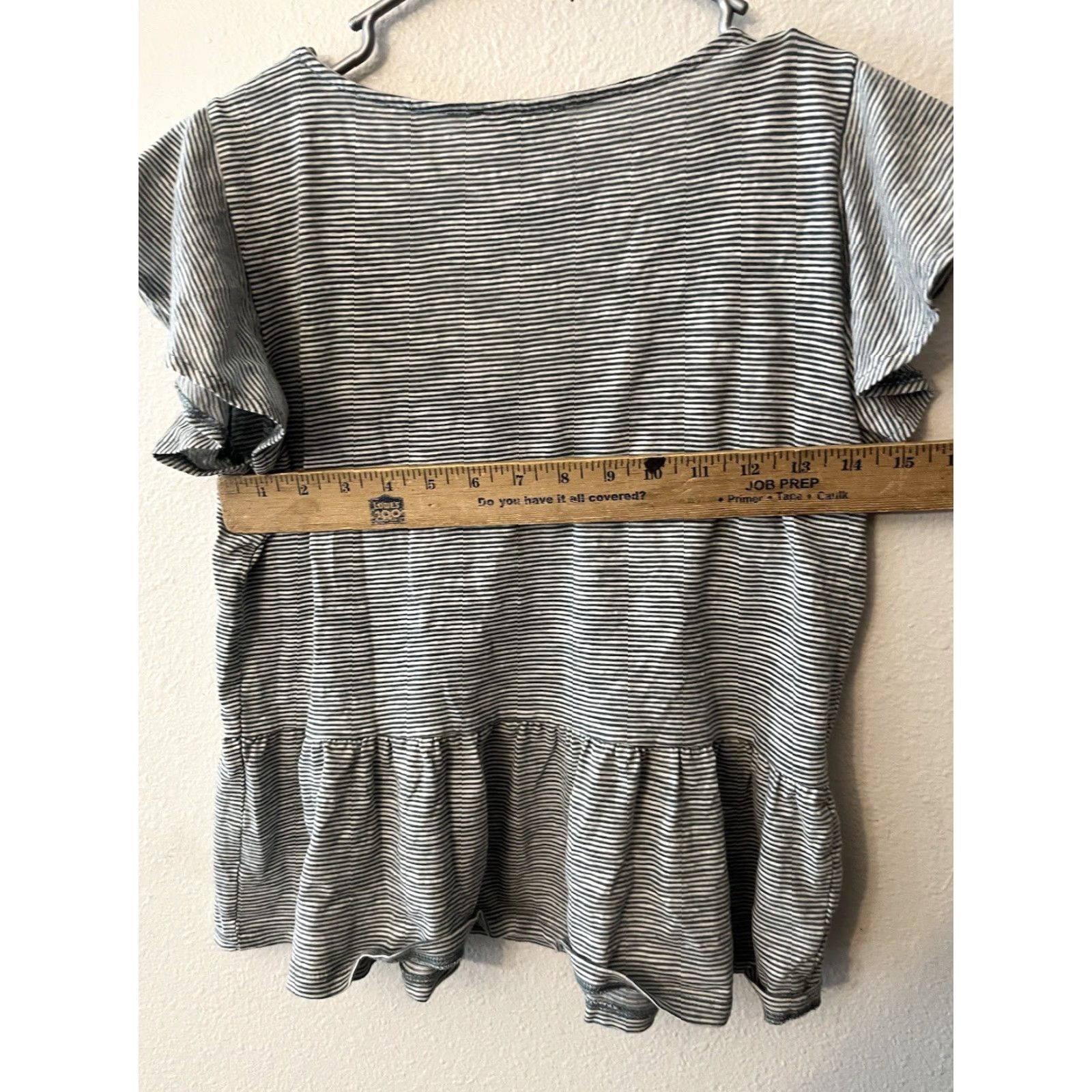 Ann Taylor Ann Taylor Loft Women Shirt XS Gray Cotton Short Sleeve Ruffle Casual Womens Size XS / US 0-2 / IT 36-38 - 4 Thumbnail