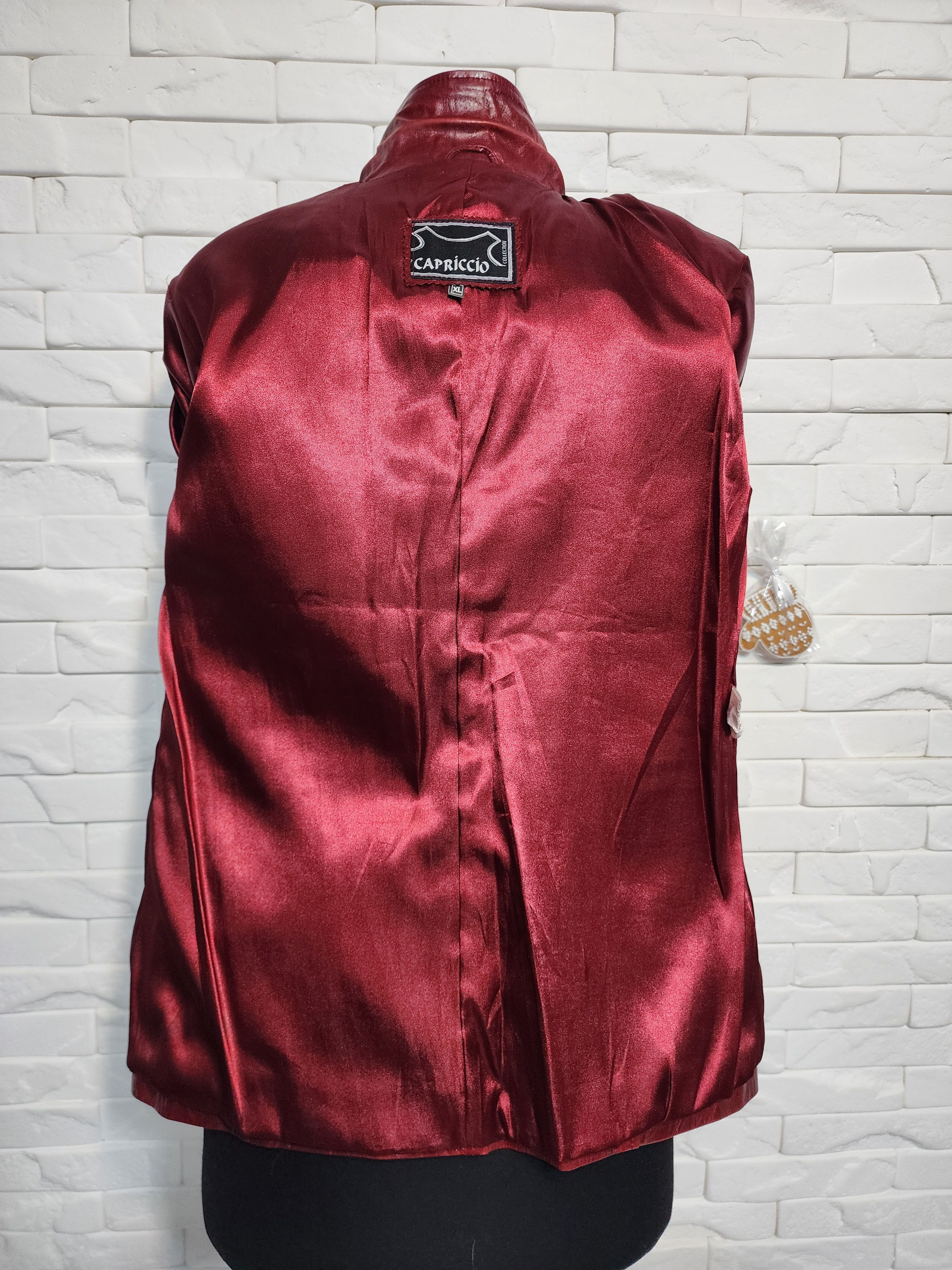 Genuine Leather Red Leather Jacket: Women's Button-Up Genuine Leather Coat Size L / US 10 / IT 46 - 8 Thumbnail