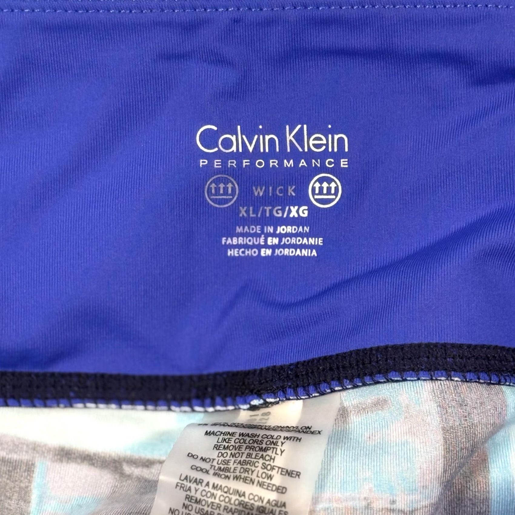 Calvin Klein Calvin Klein Performance Leggings XL Cropped Blue Abstract Print Ankle Activewear Womens Size 40" / US 18 - 4 Thumbnail