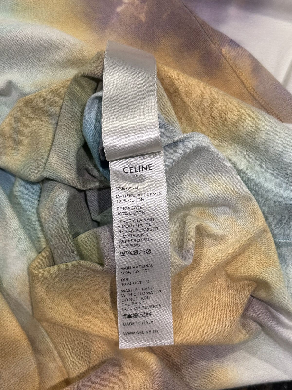Celine × Hedi Slimane Celine x Hedi Slimane Studded Logo Tie Dye T-Shirt Size US XXL / EU 58 / 5 - 14 Thumbnail