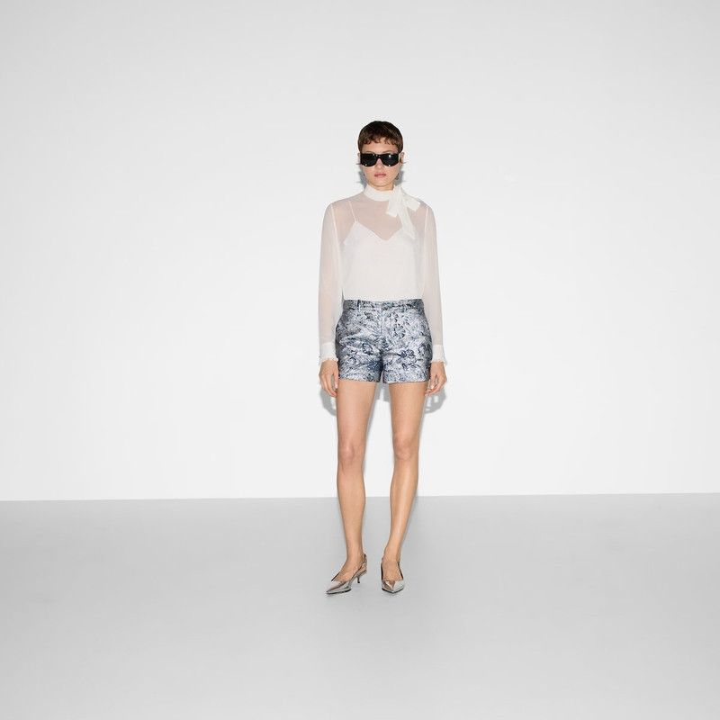 Gucci o1la5ras0526 Floral Lame Brocade Shorts in Multicolor Size 25" / US 0 / IT 36 - 2 Thumbnail