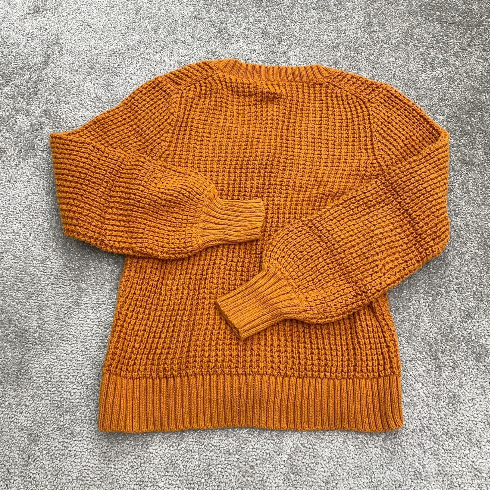 J.Crew J.Crew Pullover Sweater Womens Medium Orange Waffle Knit Crochet Casual V-Neck Size M / US 6-8 / IT 42-44 - 2 Thumbnail