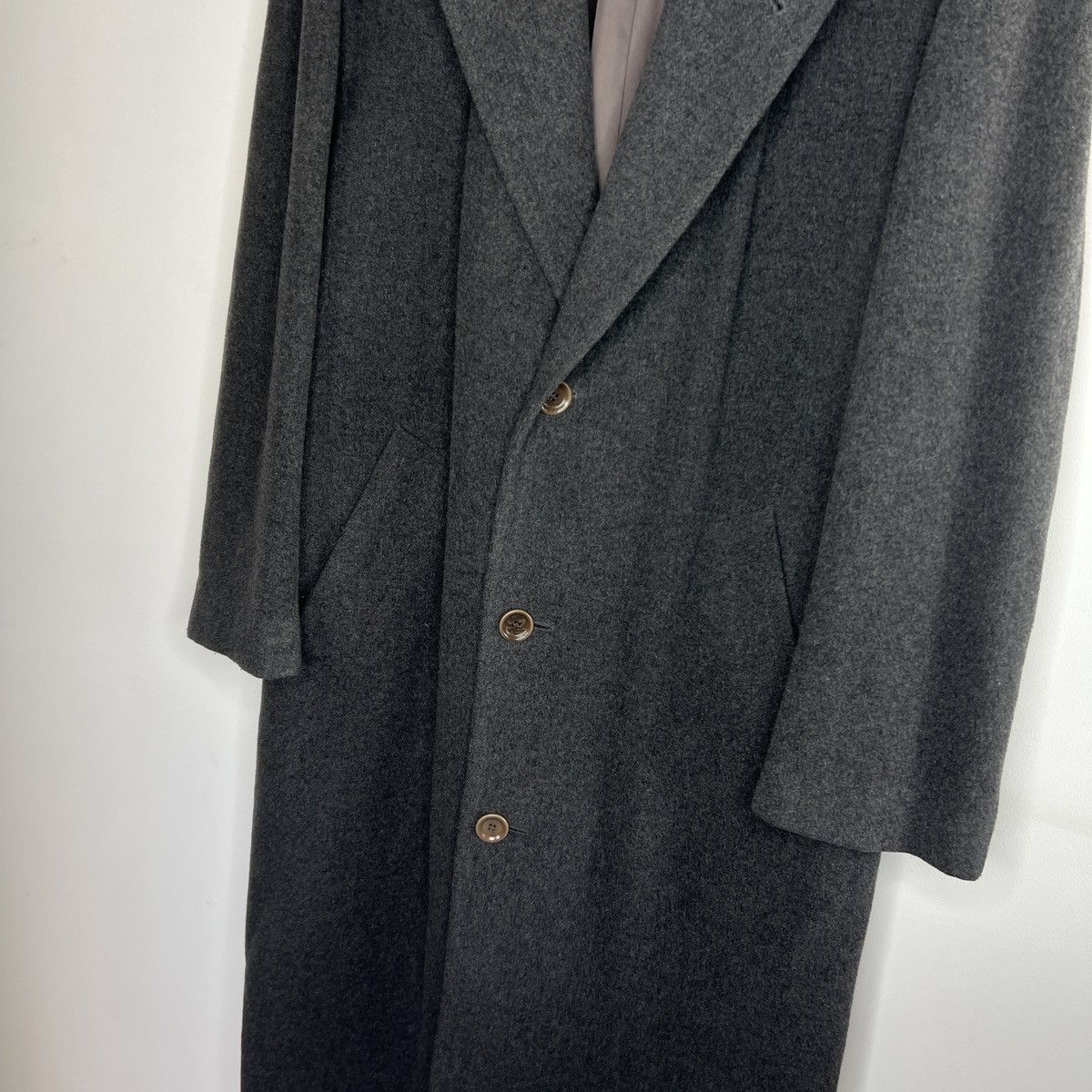 Hugo Boss × Vintage Vintage Hugo Boss Wool Cashmere Long Coat Jacket Grey 90s Size US XL / EU 56 / 4 - 5 Thumbnail