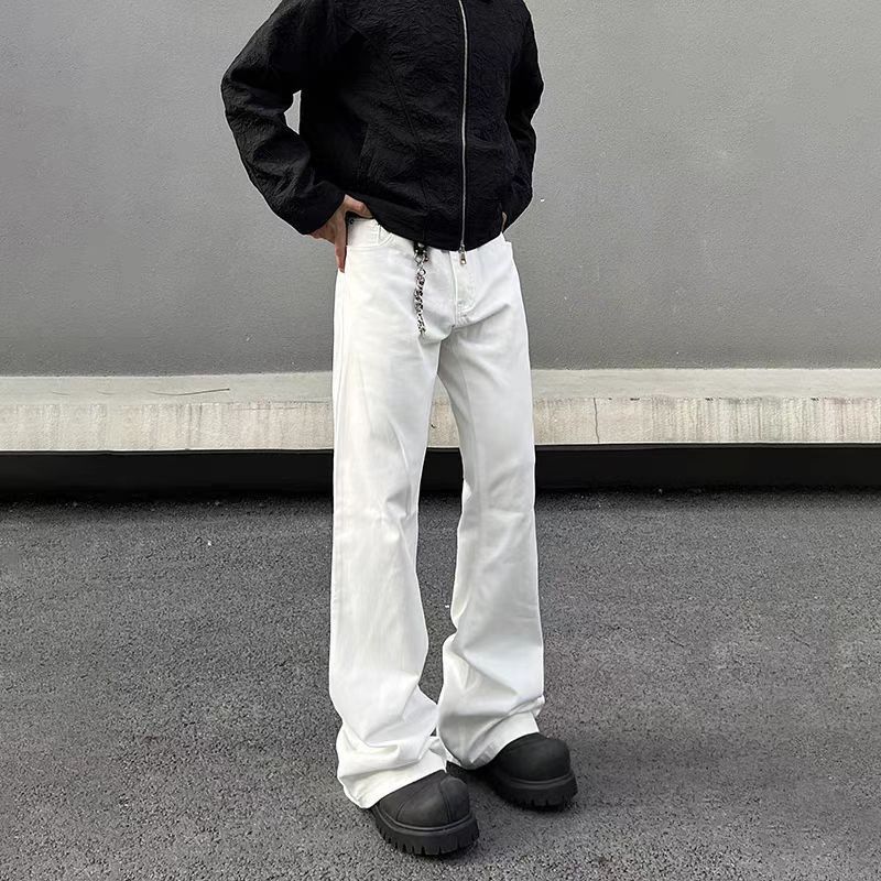 Japanese Brand × Jean Street Vintage White Straight Leg Micro Flare Jeans Size US 33 - 5 Thumbnail