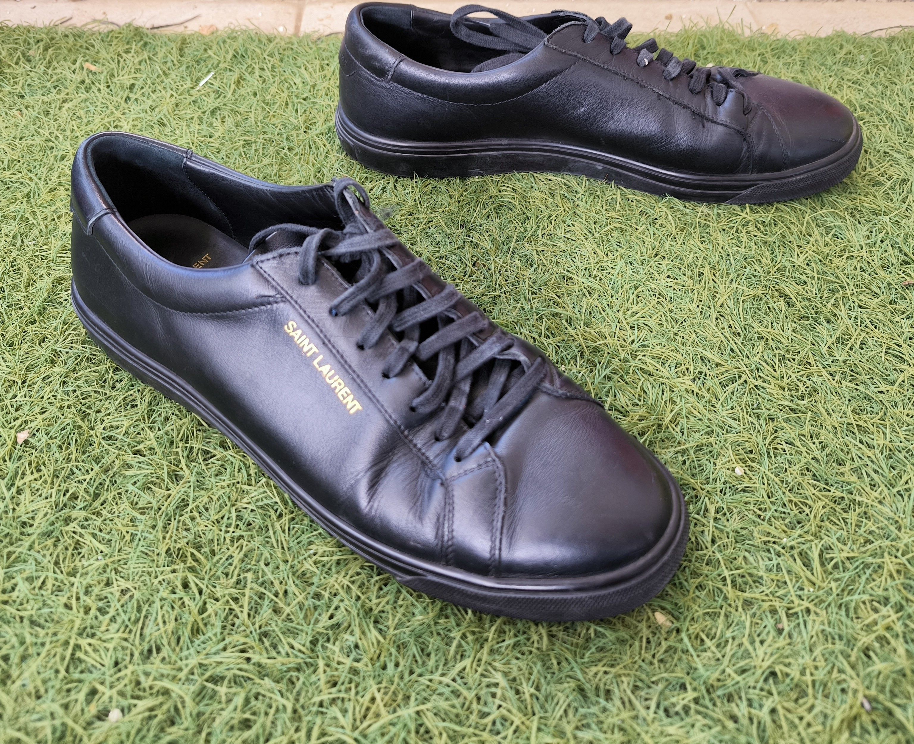 Saint Laurent Paris Saint Laurent Black Leather Low Top Sneakers Made in Italy Size US 9.5 / EU 42-43 - 1 Thumbnail