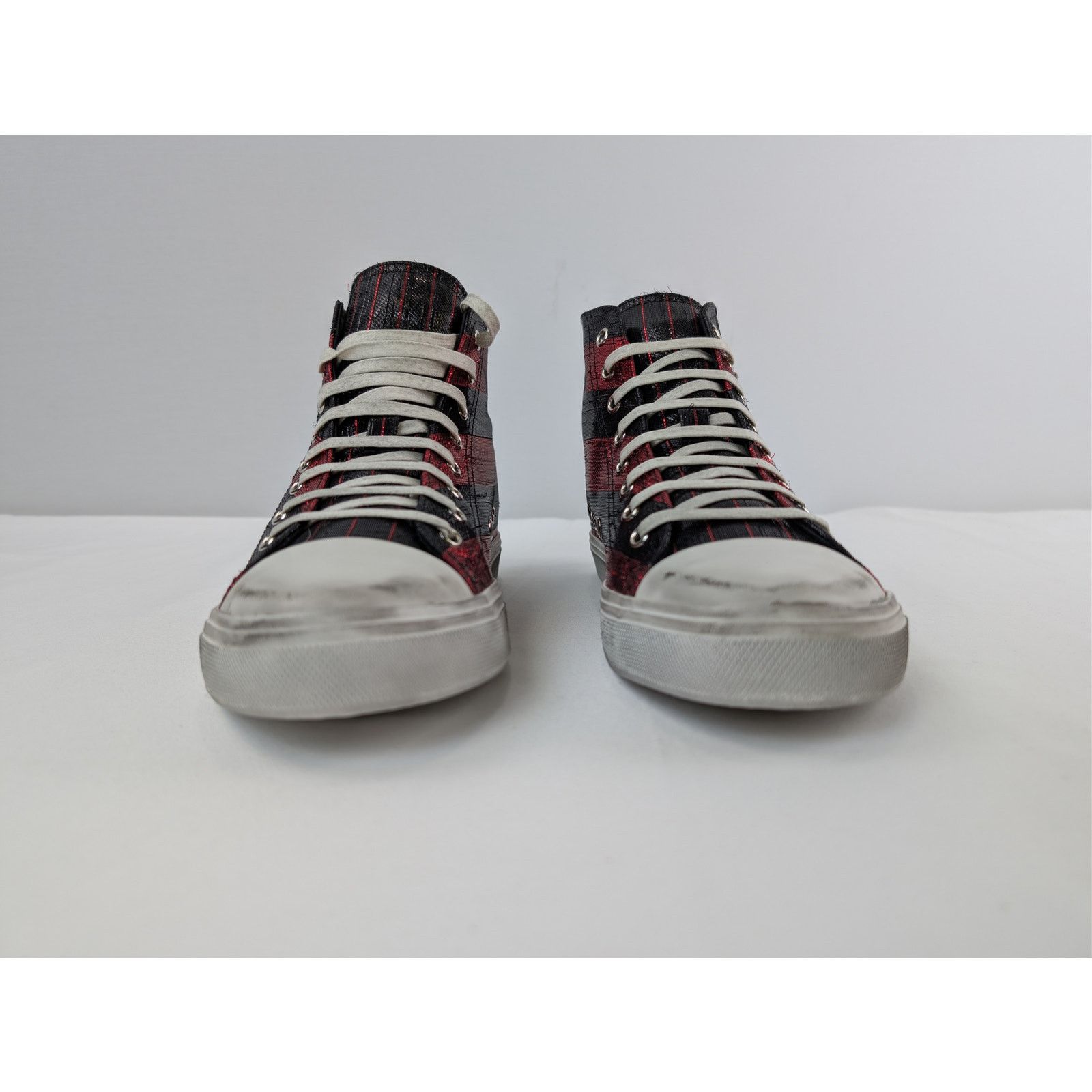 Saint Laurent Paris o1rshd1 Bedford Di Patch High-Top Sneakers in Red / Black Size US 7 / EU 40 - 8 Thumbnail