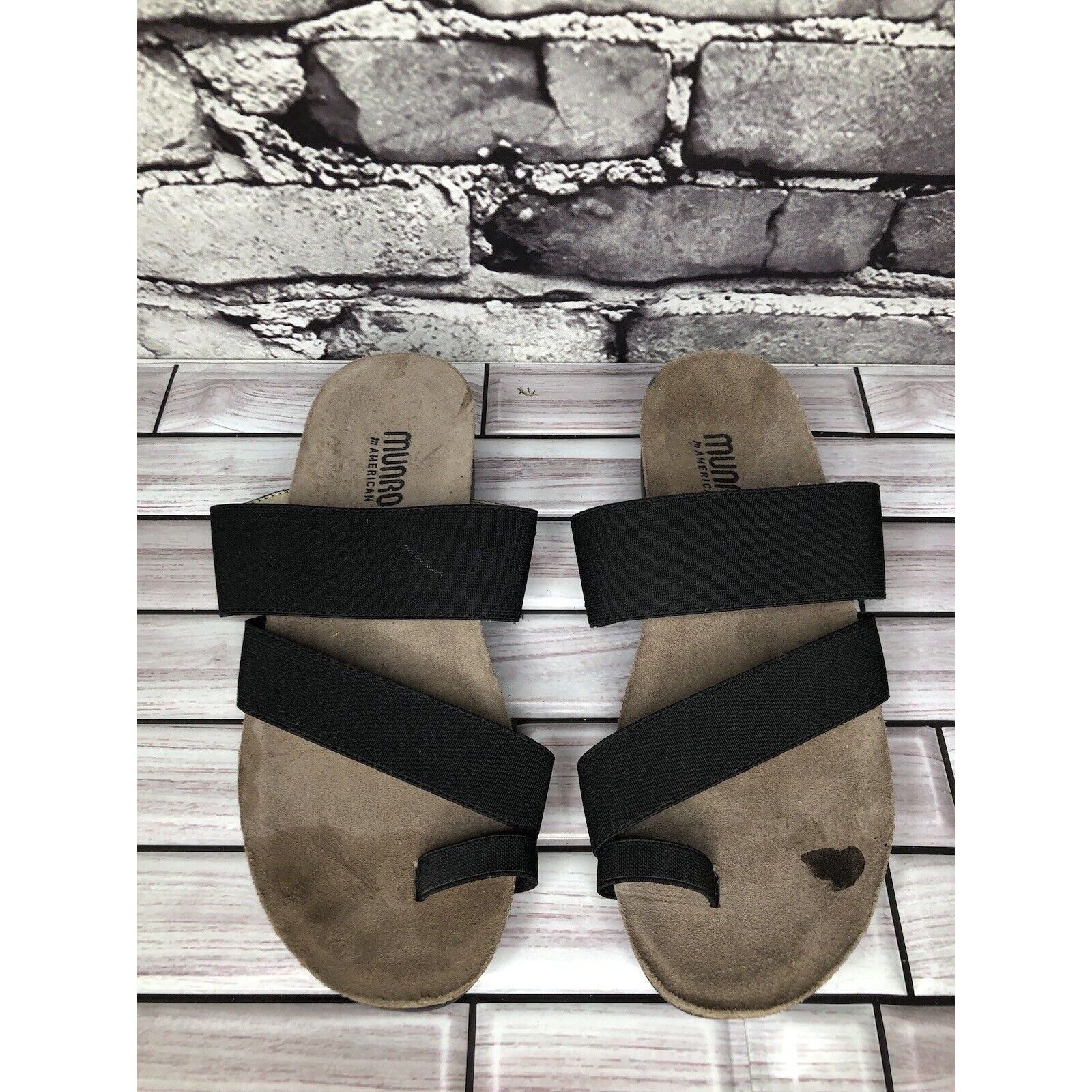 Other Munro American Black Textile Toe Slides Cork Wedge Sandals W Size US 6 / IT 36 - 11 Thumbnail