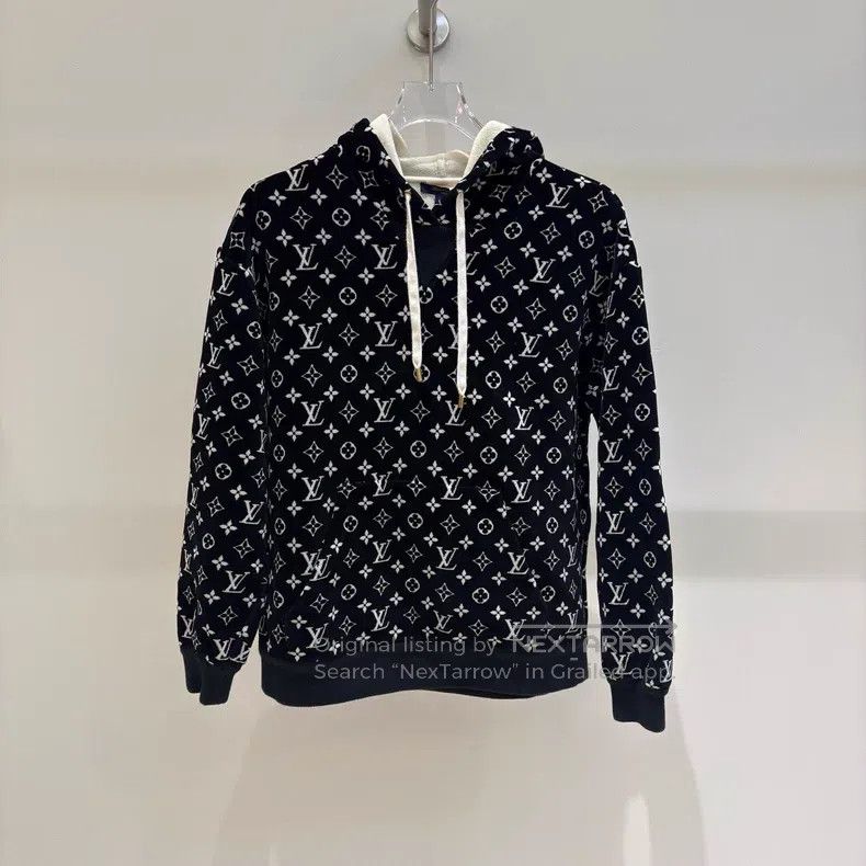 Louis Vuitton Monogram full-logo velour hooded sweatshirt