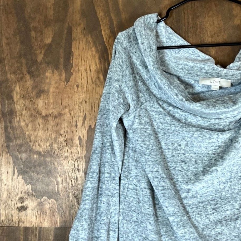 Loft LOFT Womens Sweater Heathered Gray Cowl Neck Soft Pullover Cotton Blend M Size M / US 6-8 / IT 42-44 - 4 Thumbnail