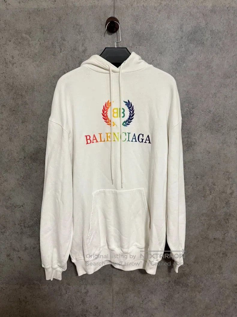 Balenciaga Rainbow Wheat Embroidery Logo Hoodie.