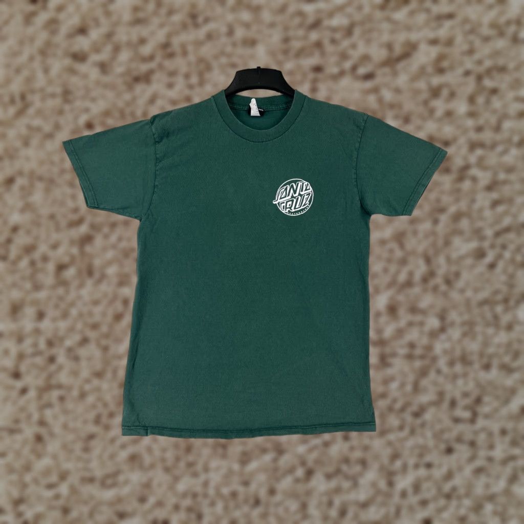 Vintage Santa Cruz Shirt Mens Medium Green Crew Neck Logo 100% Cotton T-Shirt California 90s Boys Mens Size US M / EU 48-50 / 2 - 1 Thumbnail