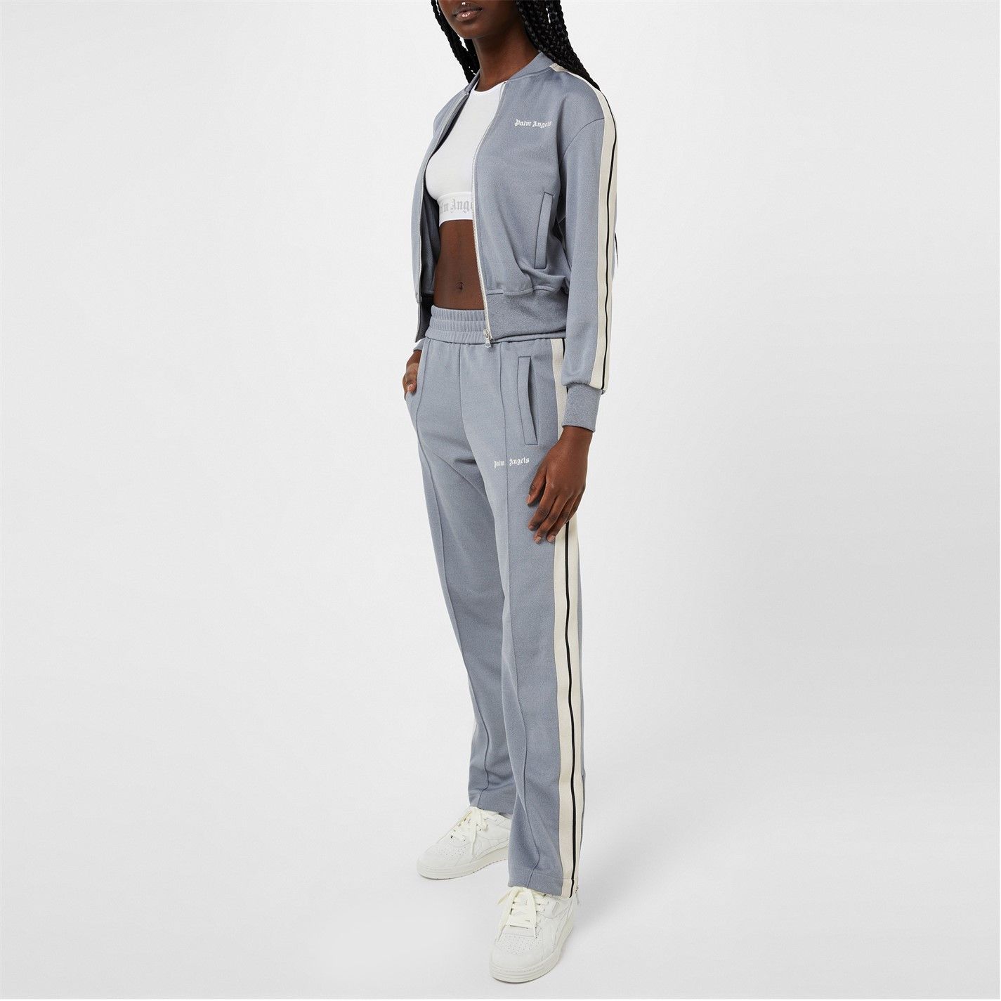 Palm Angels o1g2r1mq0325 High Bomber Track Jacket in Grey & White Size XL / US 12-14 / IT 48-50 - 6 Thumbnail