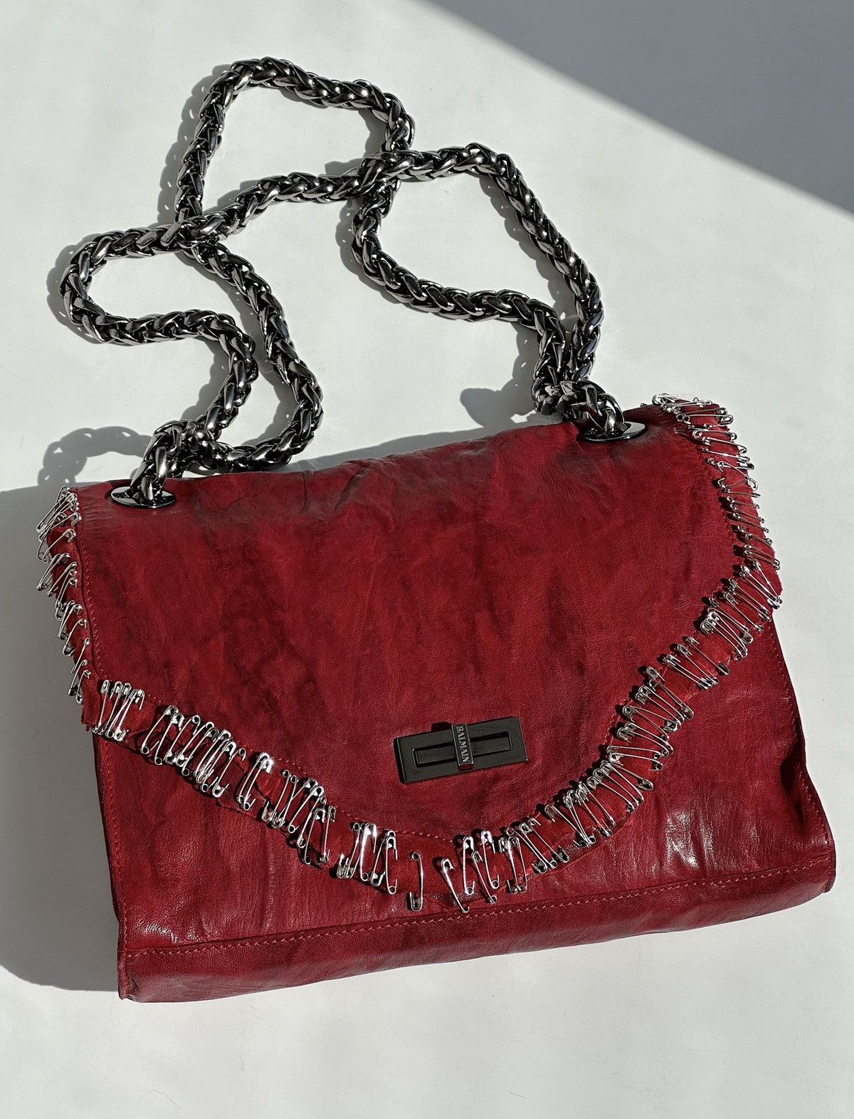 Balmain BALMAIN by Decarnin SS2011 Safety Pin Red Leather Bag runway Size ONE SIZE - 8 Thumbnail
