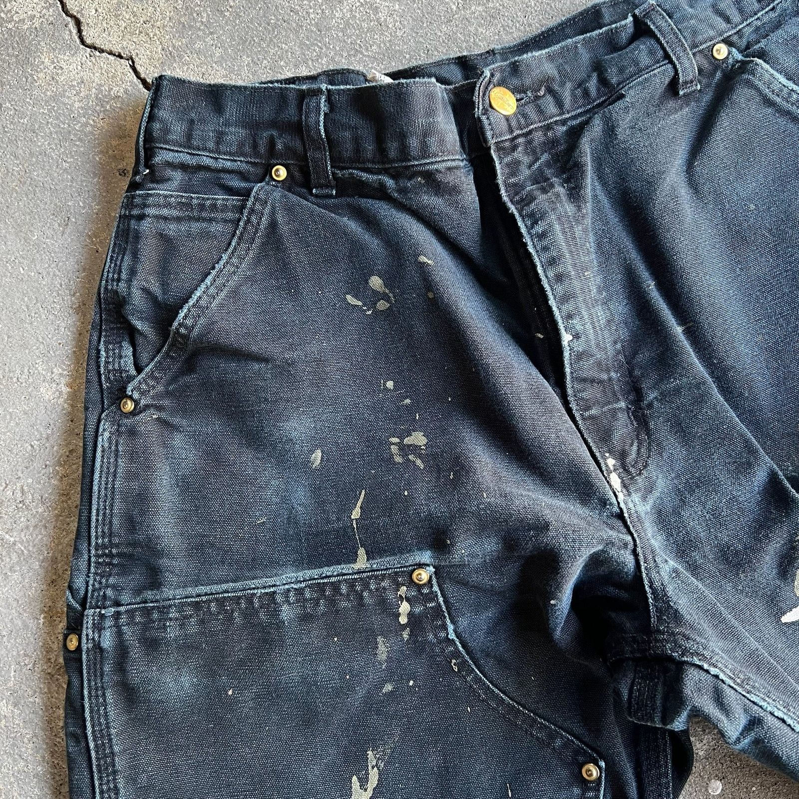 Carhartt × Vintage Carhartt faded black double knee work wear carpenter pants Size US 31 - 4 Thumbnail