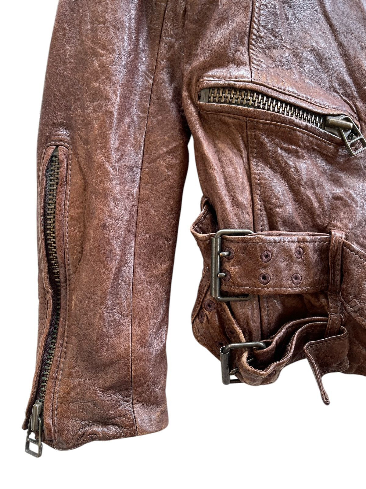 Japanese Brand NINE Sheepskin Wrinkle Rider Leather Jacket Size XS / US 0-2 / IT 36-38 - 7 Thumbnail