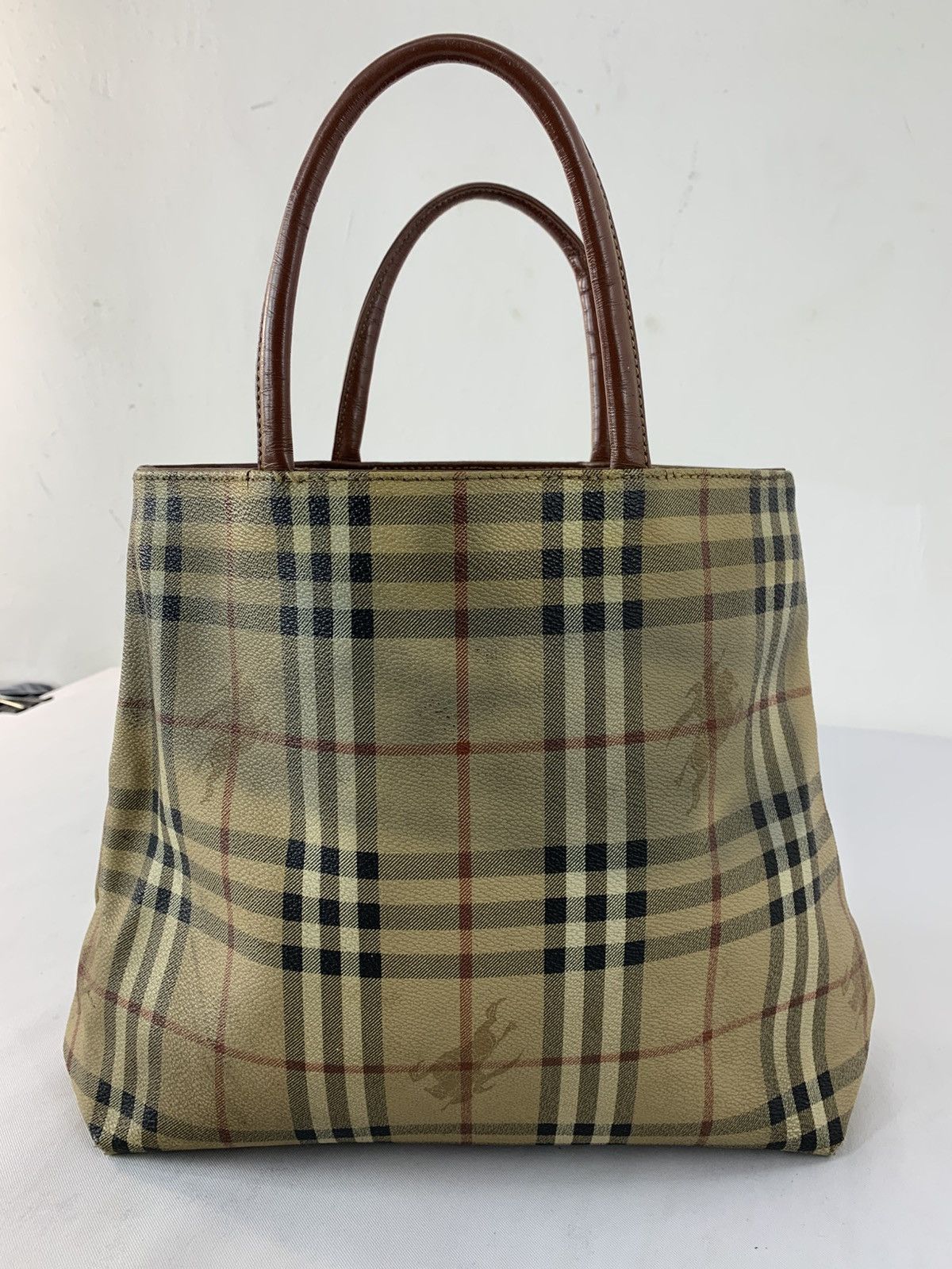 Burberry 90s Burberrys London Leather Tote Bag Nova Checked Monogram Size ONE SIZE - 3 Thumbnail