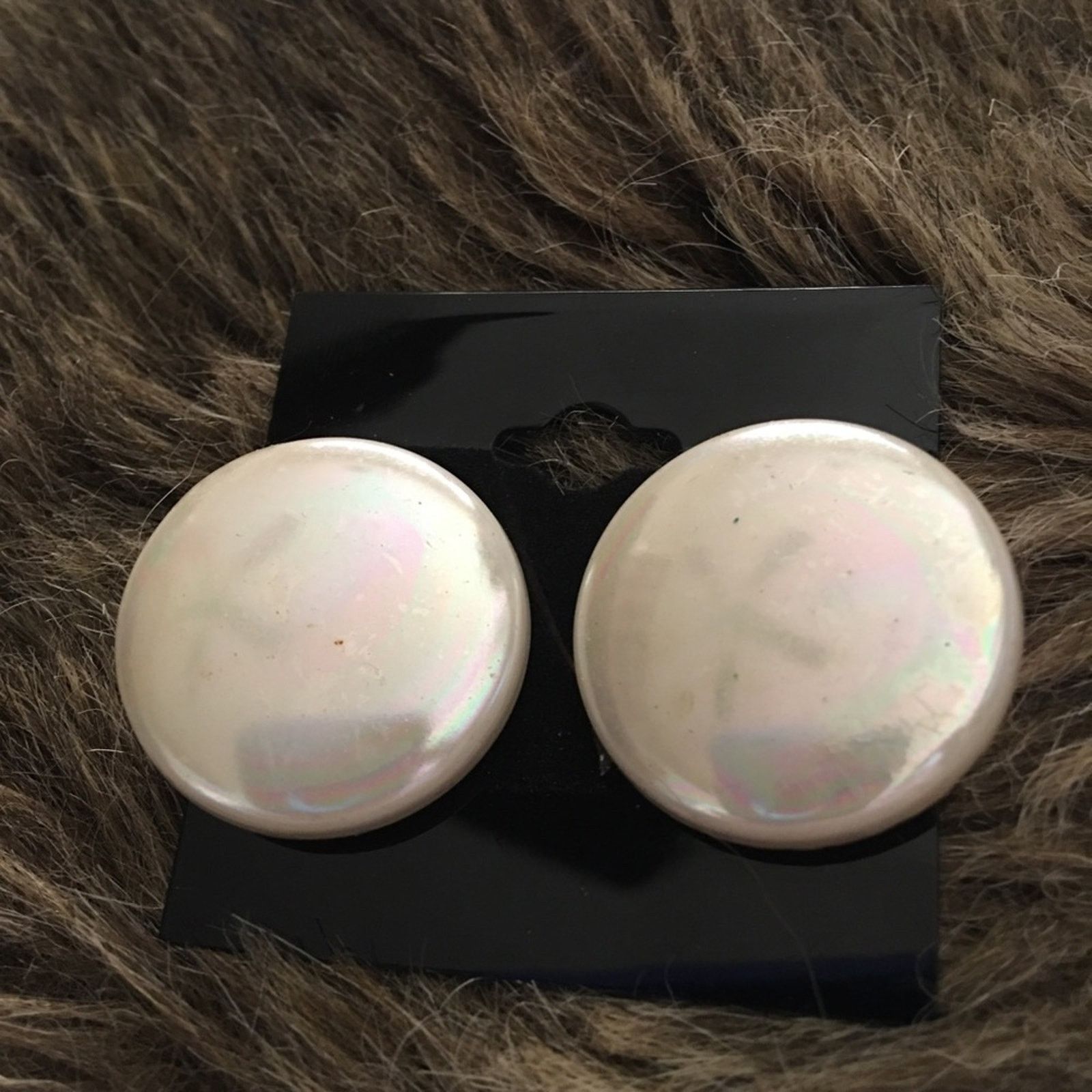 Vintage Vintage 70s faux mother of pearl disc earrings Size ONE SIZE - 2 Thumbnail