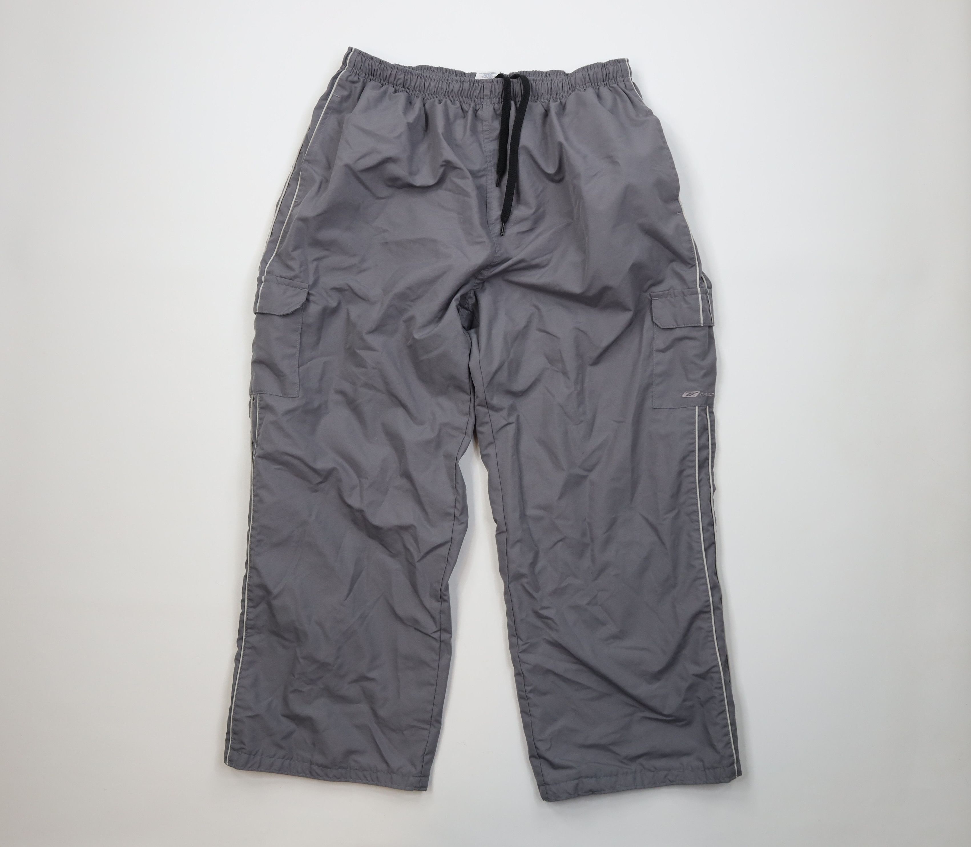 Reebok Vintage 90s Reebok Lined Wide Leg Cargo Windbreaker Pants Size US 38 / EU 54 - 1 Thumbnail