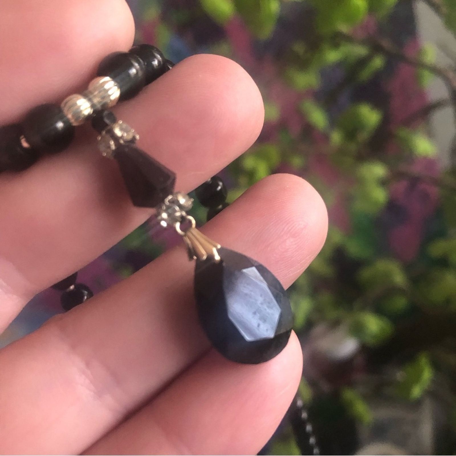 Handmade Handcrafted repurpose black crystal pendant Pearl necklac Size ONE SIZE - 9 Thumbnail