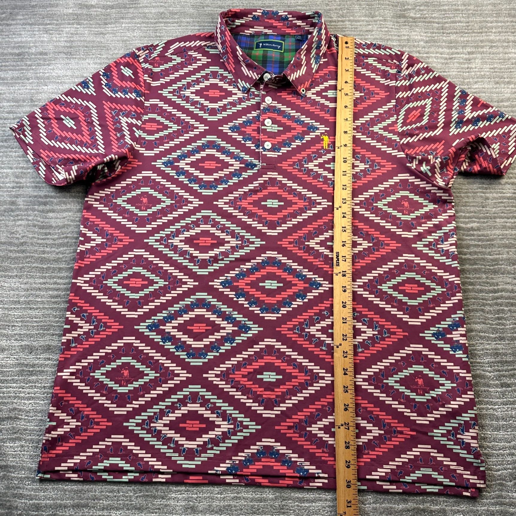 Vintage William Murray Polo Shirt Mens XL All Over Print Golf Performance Size US XL / EU 56 / 4 - 8 Thumbnail