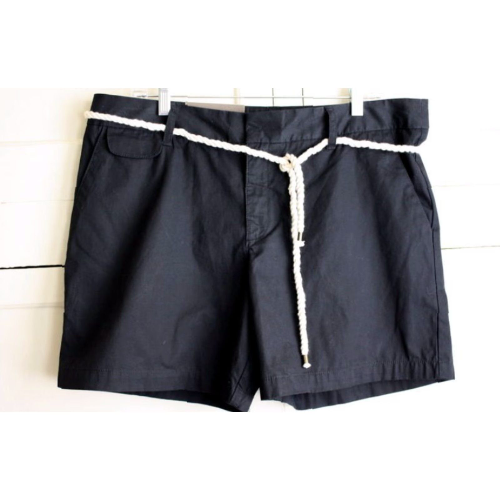 Merona Merona Black Casual Shorts size 14 With Cord Belt Sits Below Waist Size 36" / US 14 / IT 50 - 2 Thumbnail