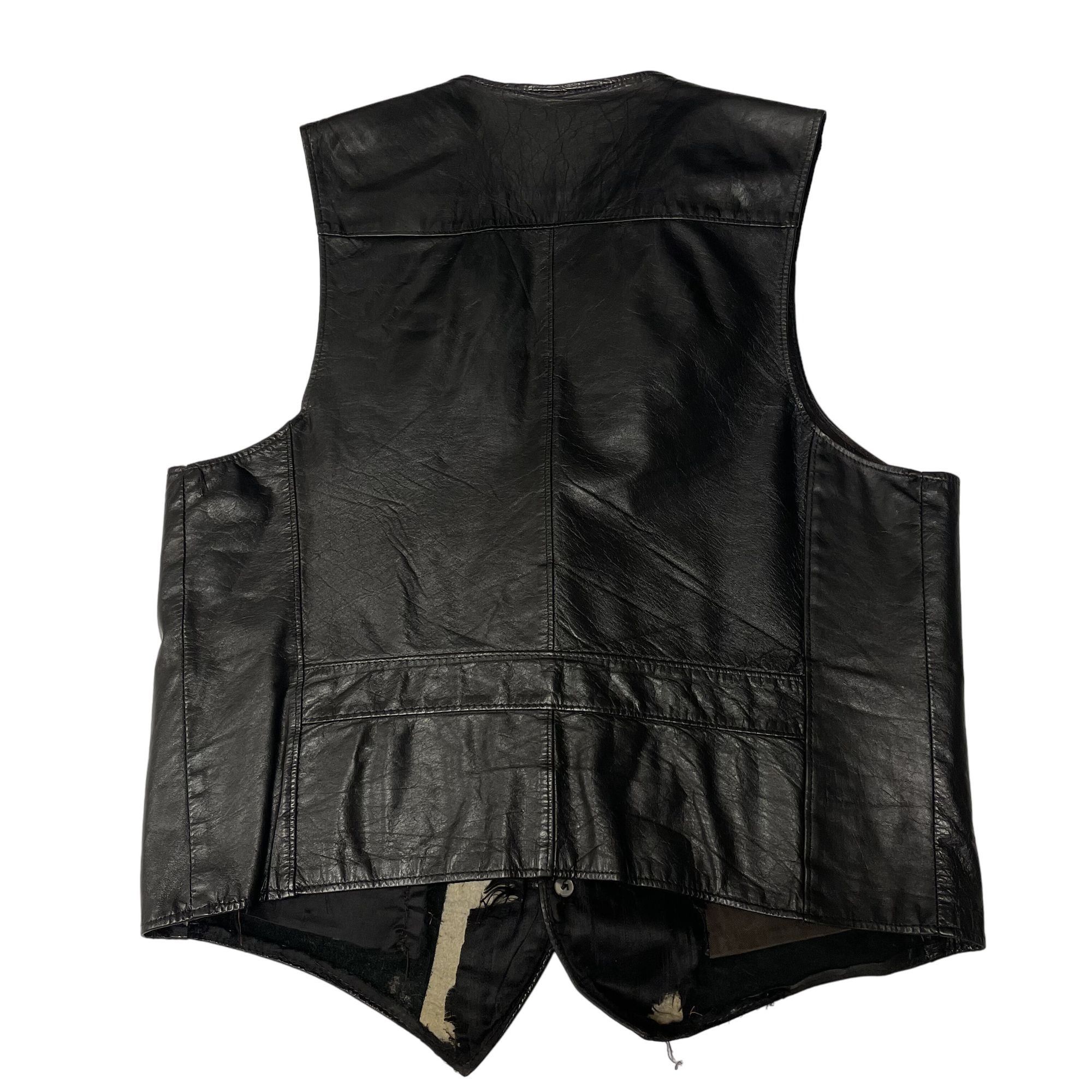 Other Vtg JCPenney Leather Waistcoat Motorcycle Biker Vest 44 Tall Size US XL / EU 56 / 4 - 3 Thumbnail