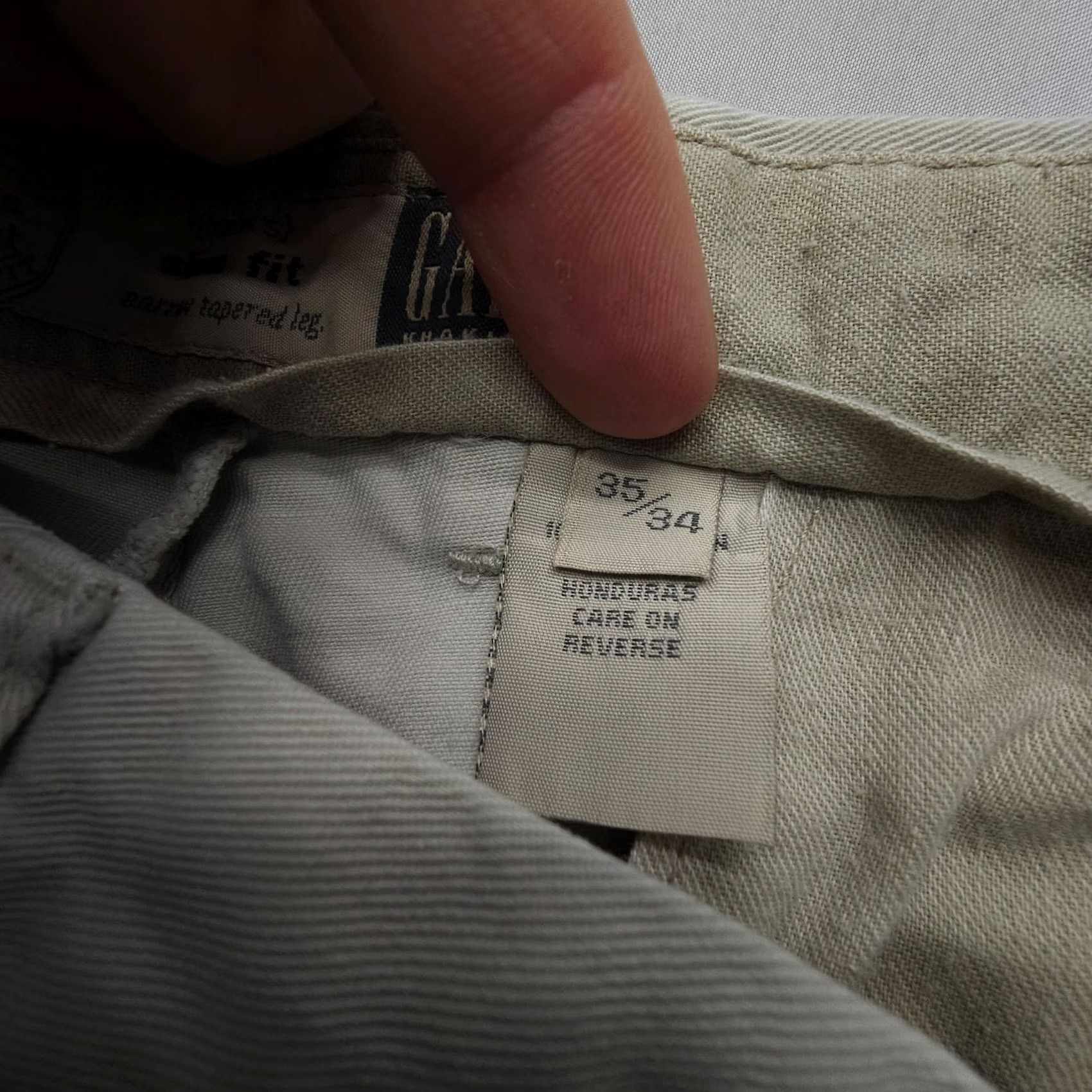 Gap VINTAGE Gap Khakis Pants Mens 35 34 Ivory Cotton Twill Flat Front Straight 90s USA Mens Size US 35 - 4 Thumbnail