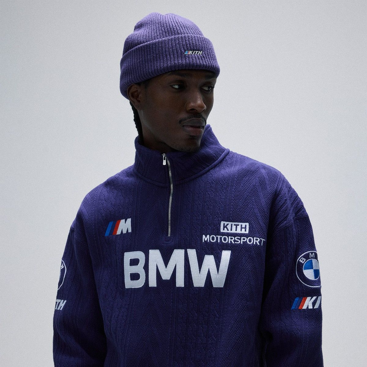 BMW × Kith Kith for BMW Mia Beanie With Enamel Logo in Techno Violet Size ONE SIZE - 1 Thumbnail