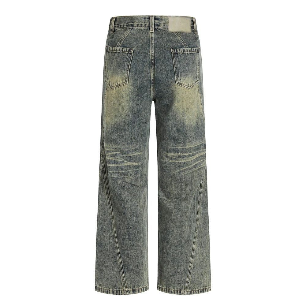 Vintage Punk retro washed distressed jeans straight for men Size US 32 / EU 48 - 2 Thumbnail